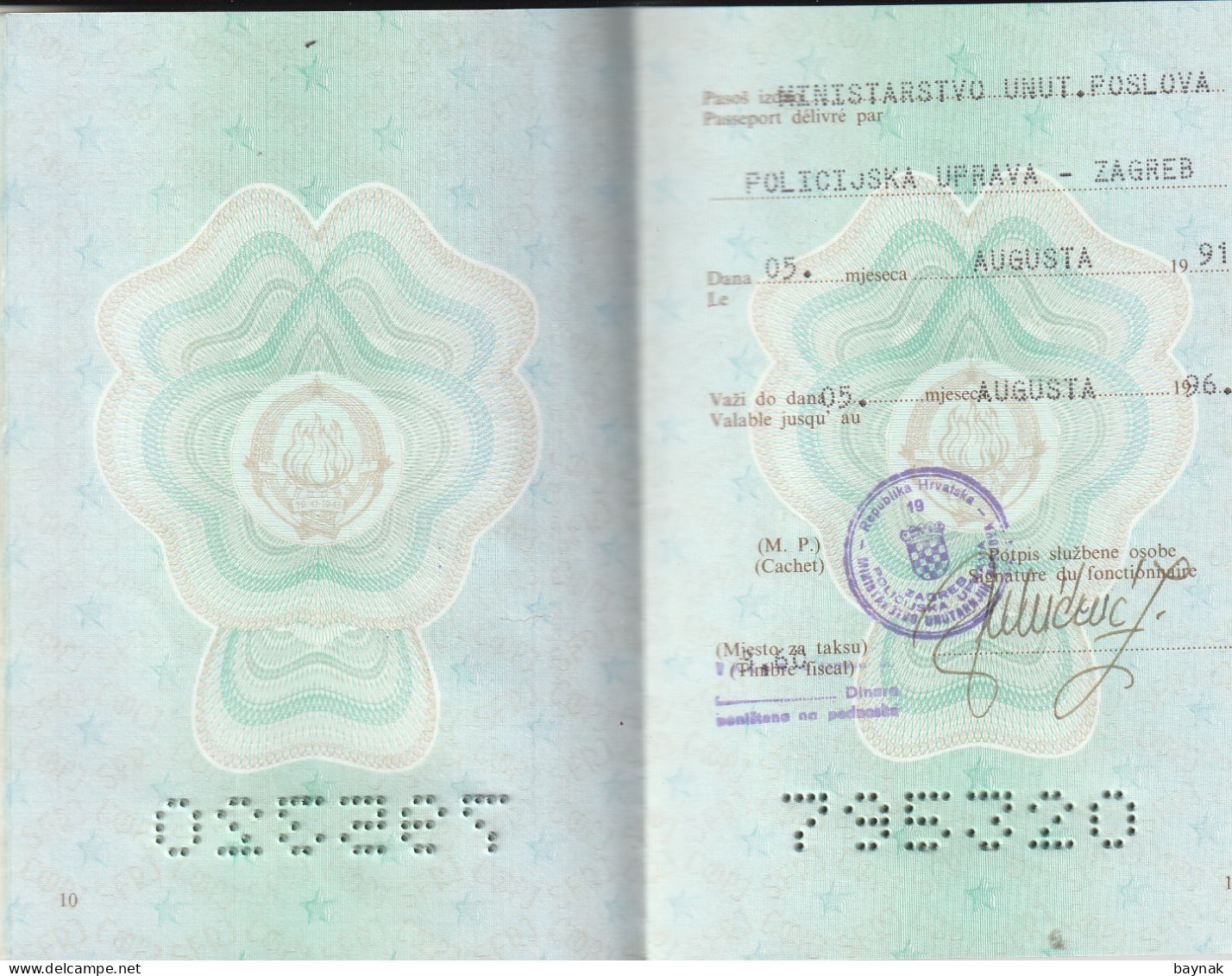 P303 -   SFR YUGOSLAVIA  --  CROATIA  --  PASSPORT    -  LADY  - 1991  / MIX PASSPORT:  YUGOSLAVIA  + CROATIA - Historische Dokumente