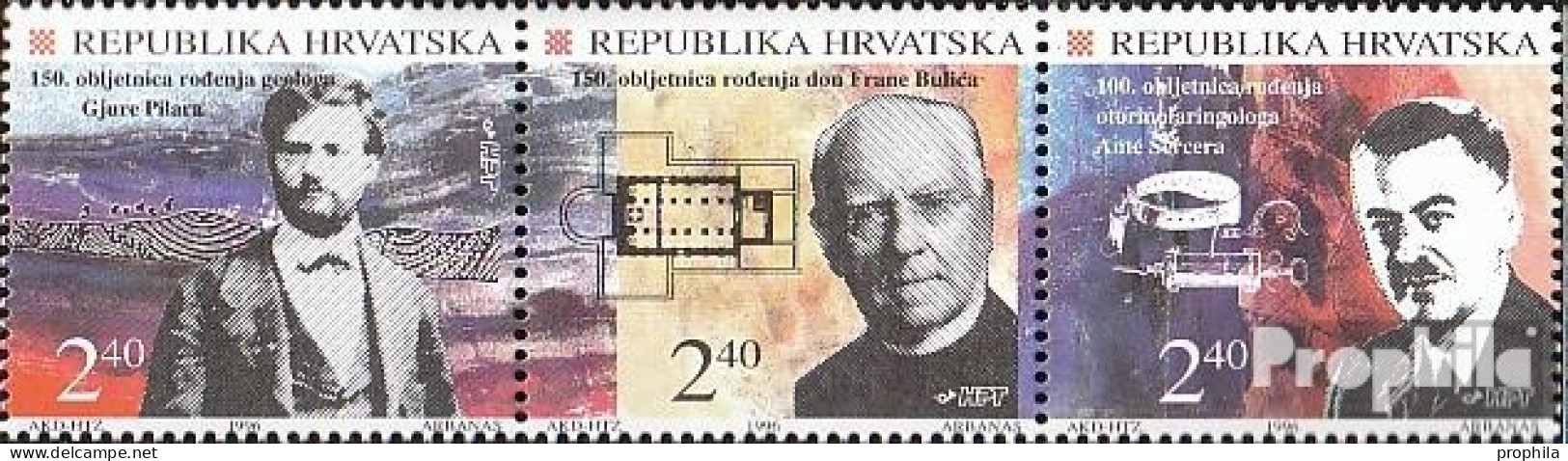 Kroatien 394-396 Dreierstreifen (kompl.Ausg.) Postfrisch 1996 Kroatische Wissenschaft - Croatie