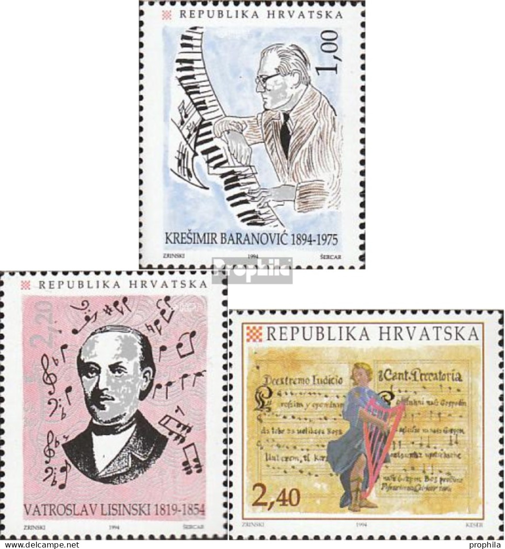 Kroatien 286-288 (kompl.Ausg.) Postfrisch 1994 Kroatische Musik - Kroatië