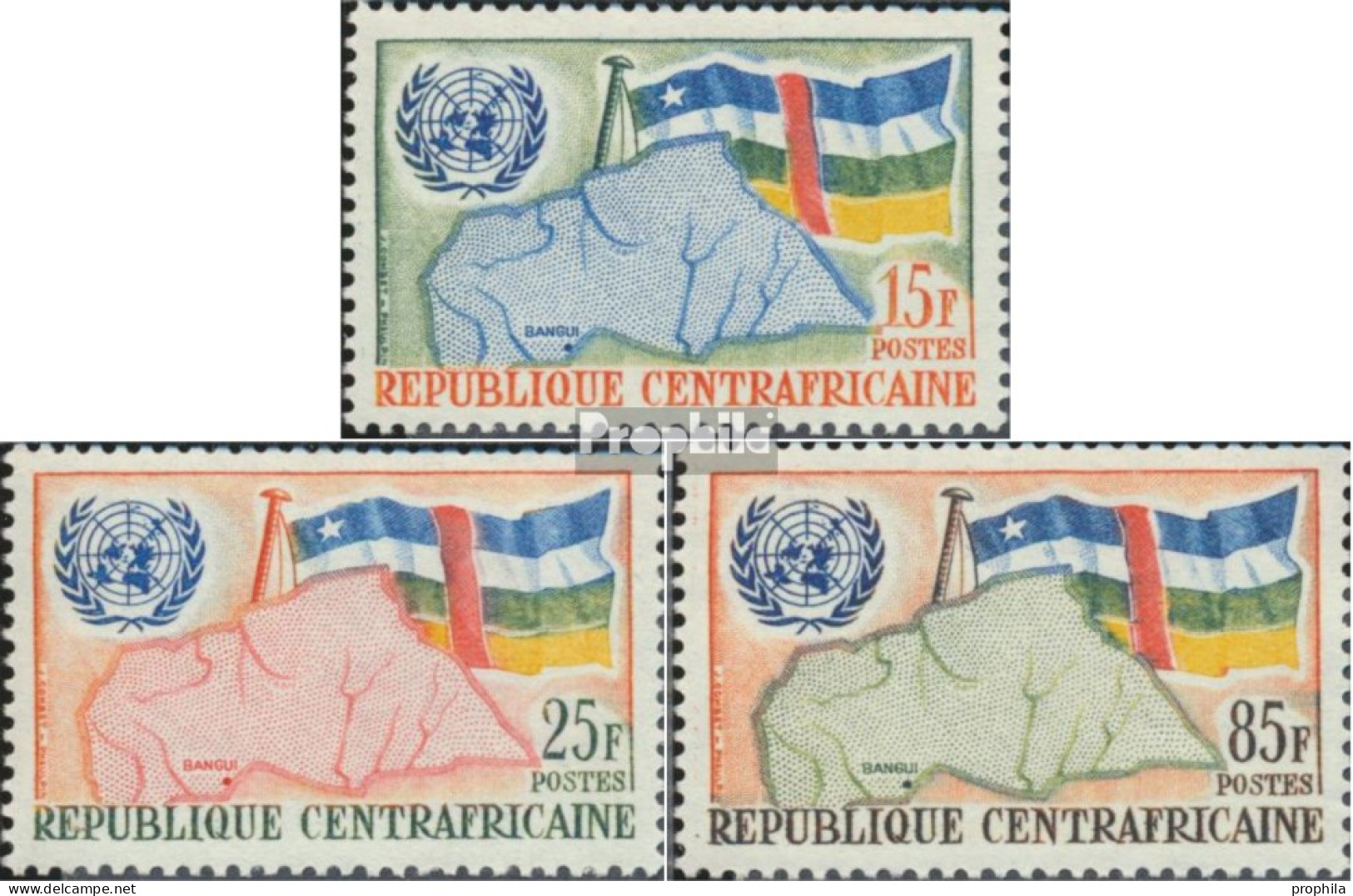 Zentralafrikanische Republik 18-20 (kompl.Ausg.) Postfrisch 1961 Aufnahme In Die UNO - Centrafricaine (République)