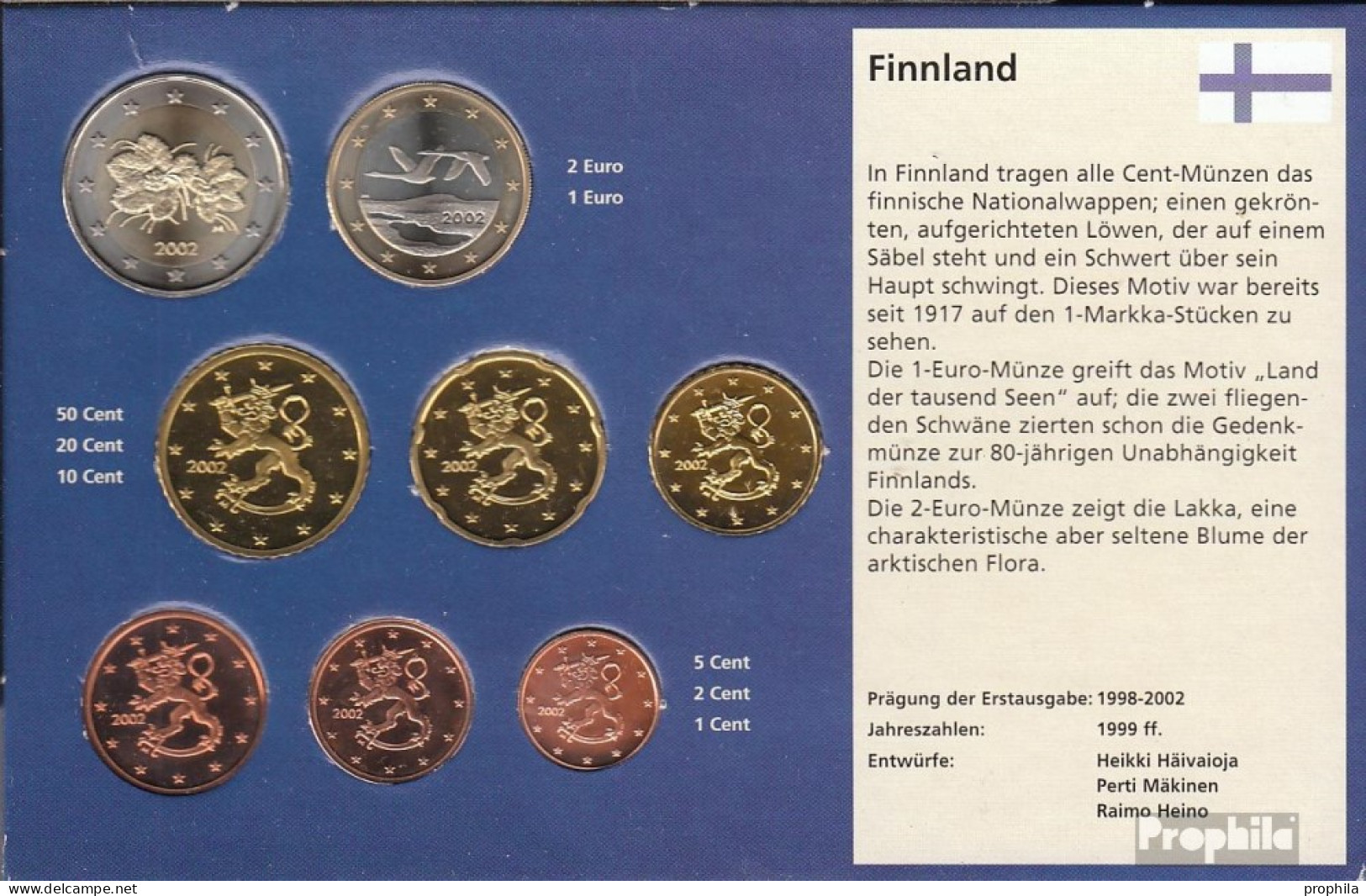 Finnland 2002 Stgl./unzirkuliert Kursmünzensatz 2002 EURO-Erstausgabe - Finlandia