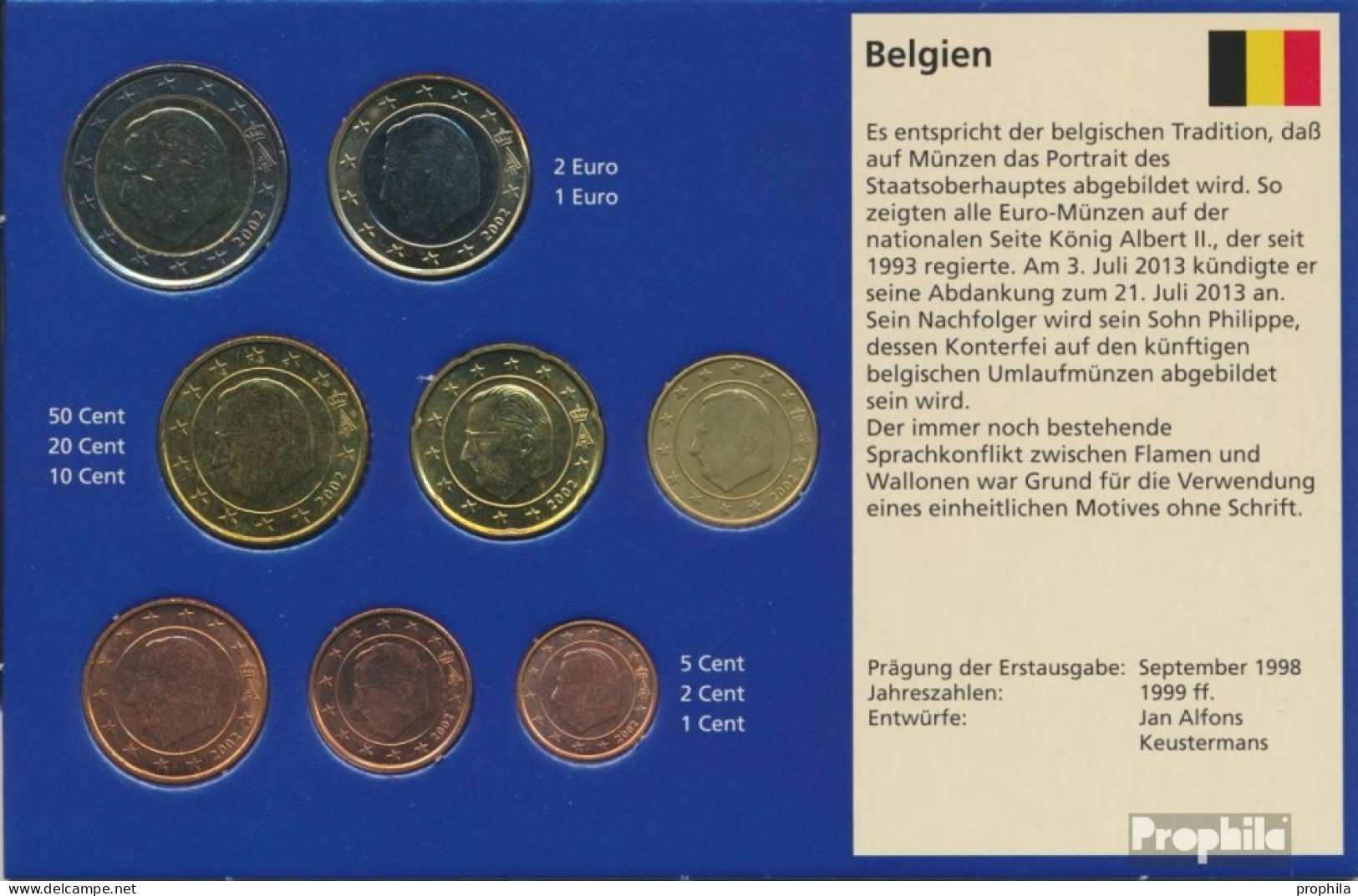 Belgien 2002 Stgl./unzirkuliert Kursmünzensatz 2002 Euro Erstausgabe - Belgien