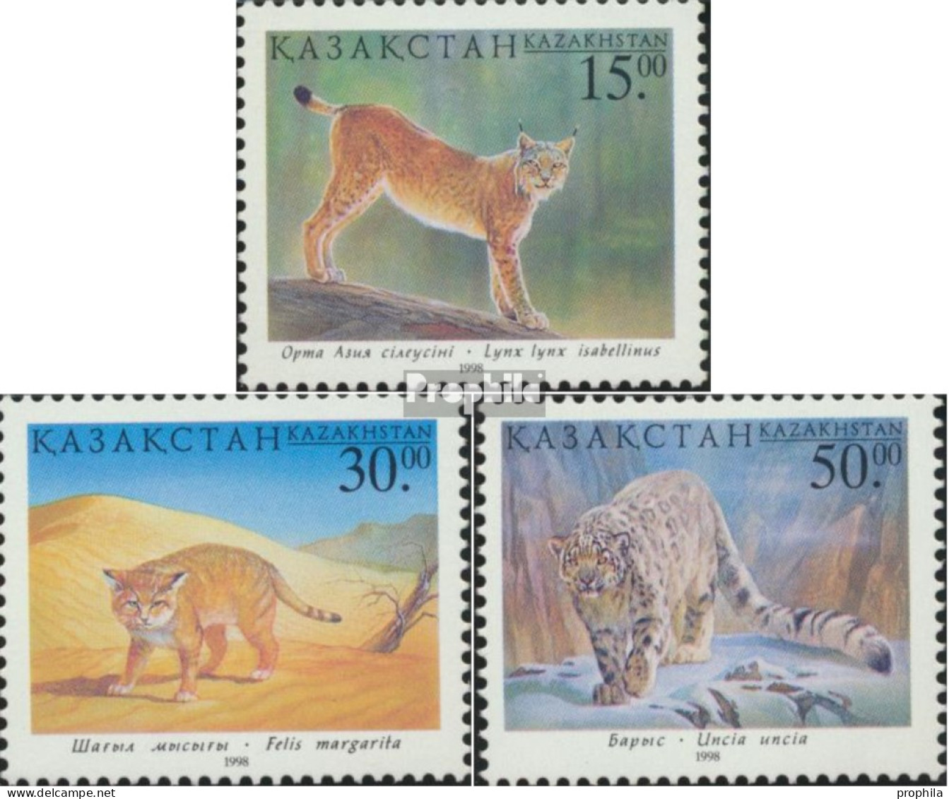 Kasachstan 229-231 (kompl.Ausg.) Postfrisch 1998 Raubkatzen - Kazajstán