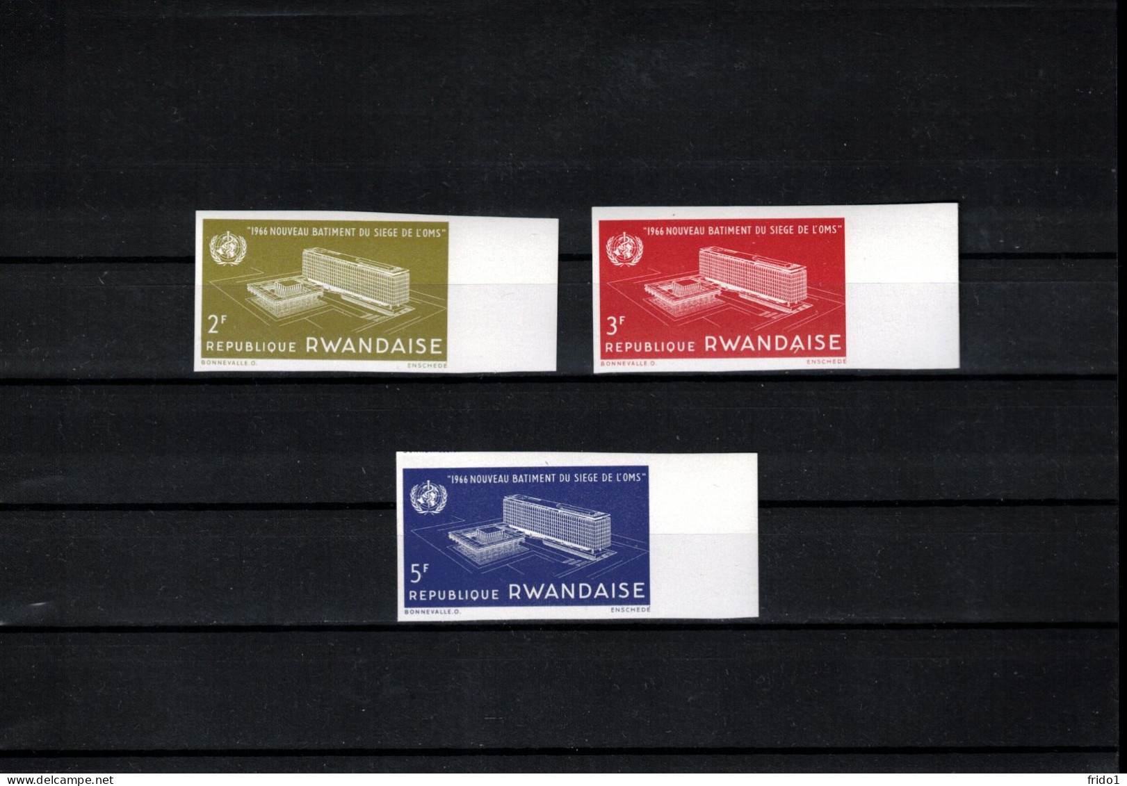 Rwanda 1966 New WHO Headquartes Geneve Imperforated Set Postfrisch / MNH - Neufs