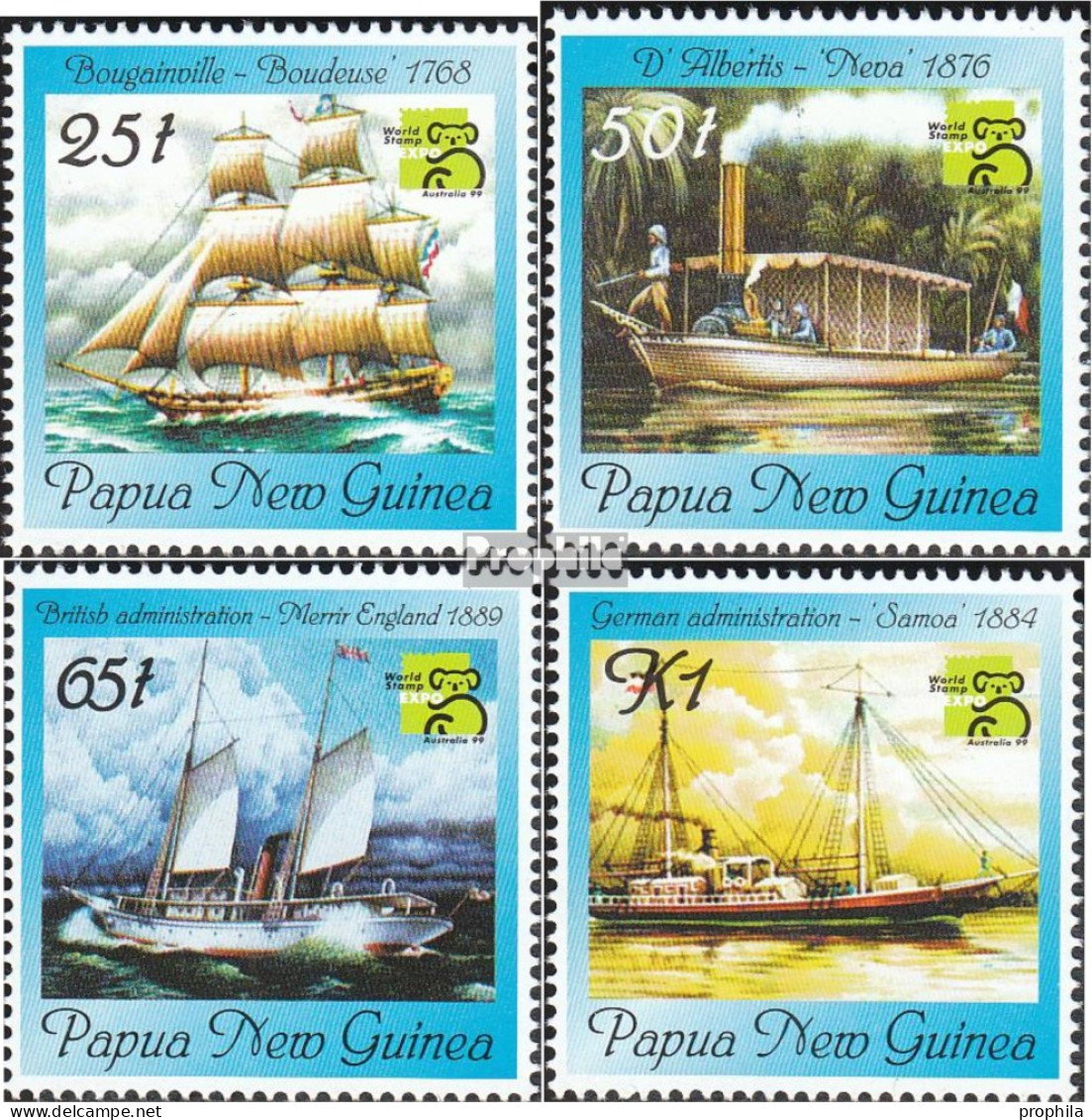 Papua-Neuguinea 848-851 (kompl.Ausg.) Postfrisch 1999 Schiffe - Papua New Guinea