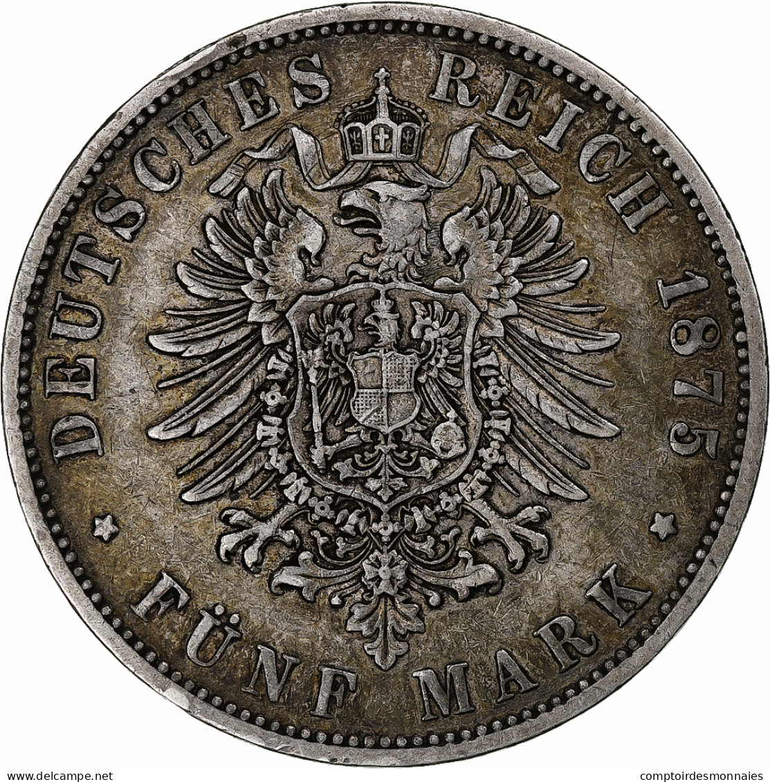 Allemagne, Wilhelm I, 5 Mark, 1875, Hannover, Argent, TTB - Autres & Non Classés