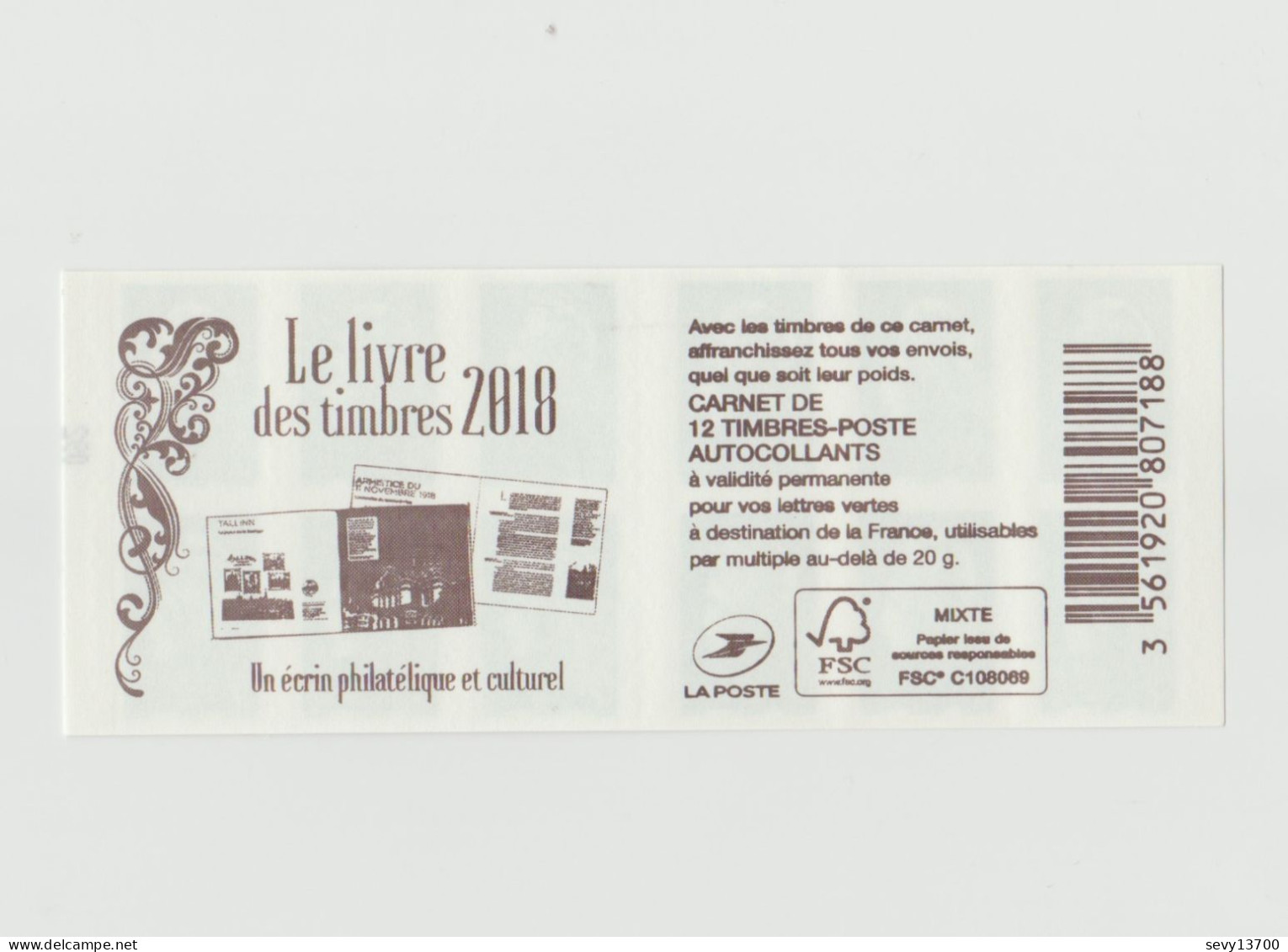 France 2018 Carnet Non Plié 12 Timbres Neufs Marianne L'Engagée D' Yseult YZ Le Livre Des Timbres 2018 - 2018-2023 Marianne L'Engagée