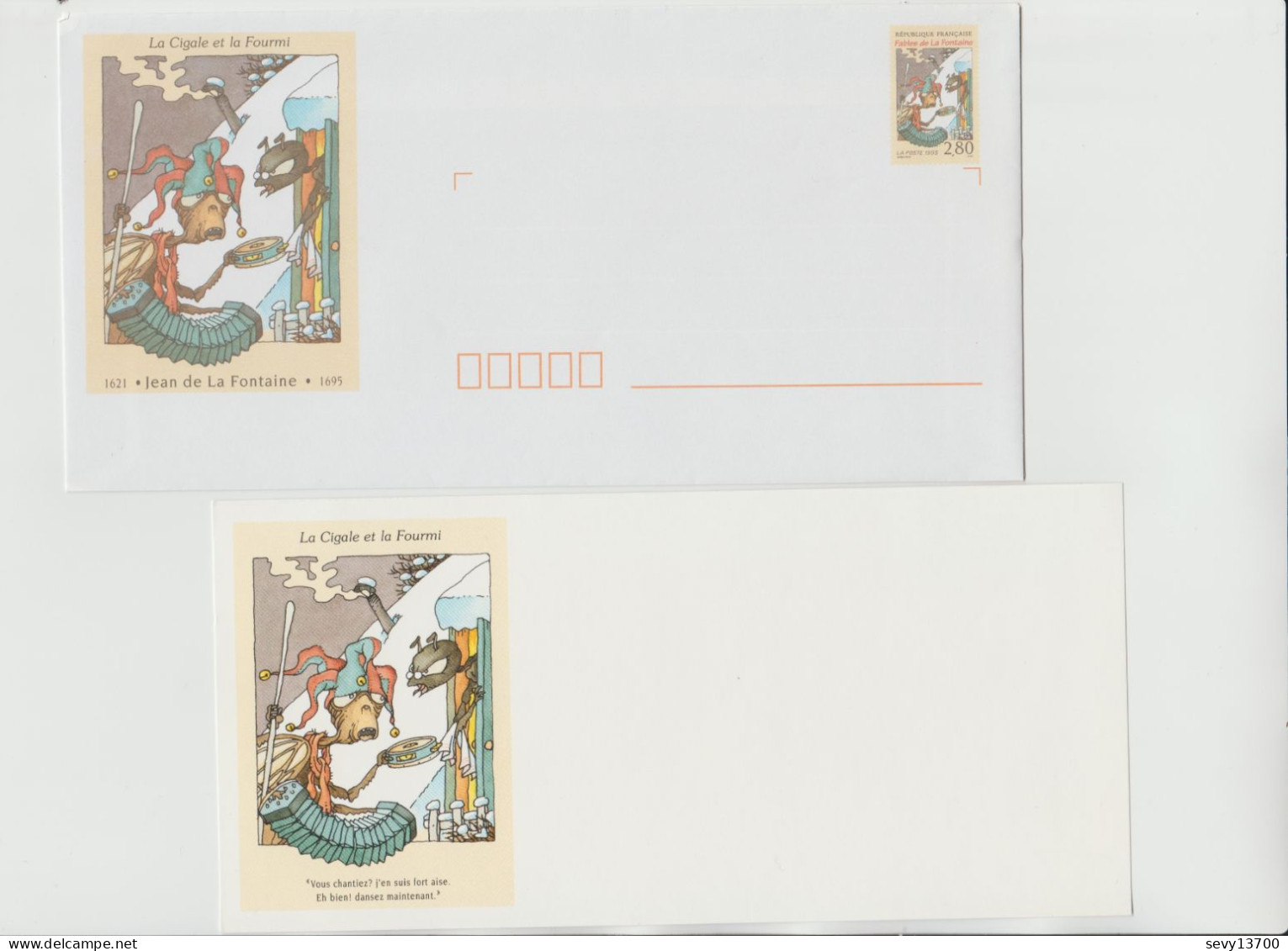 France Année 1995 6 Enveloppes Illustrées Prêts à Poster Et Cartes Assorties Les Fables De La Fontaine - PAP:  Varia (1995-...)