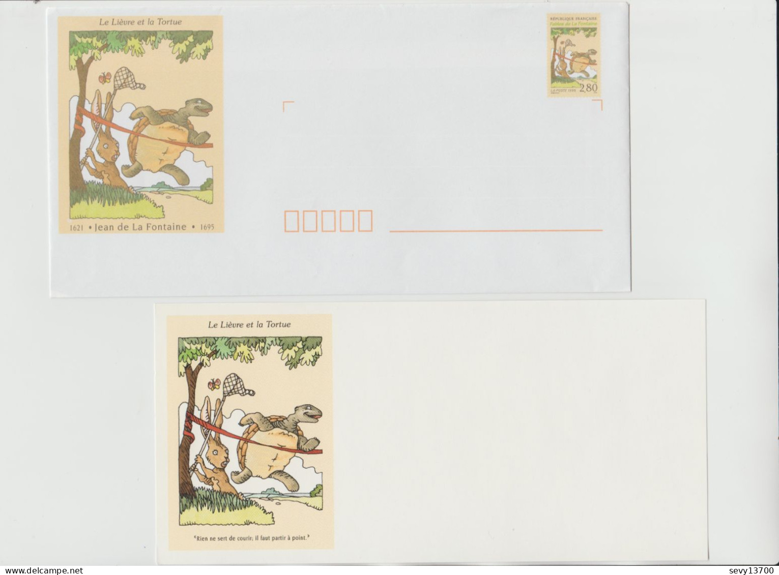 France Année 1995 6 Enveloppes Illustrées Prêts à Poster Et Cartes Assorties Les Fables De La Fontaine - Prêts-à-poster: Other (1995-...)