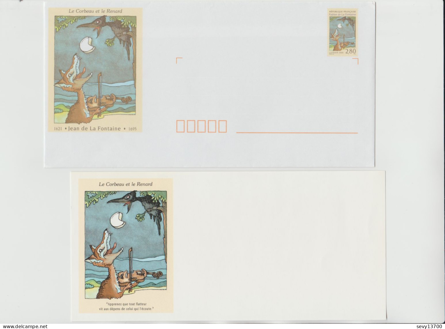 France Année 1995 6 Enveloppes Illustrées Prêts à Poster Et Cartes Assorties Les Fables De La Fontaine - Prêts-à-poster: Other (1995-...)