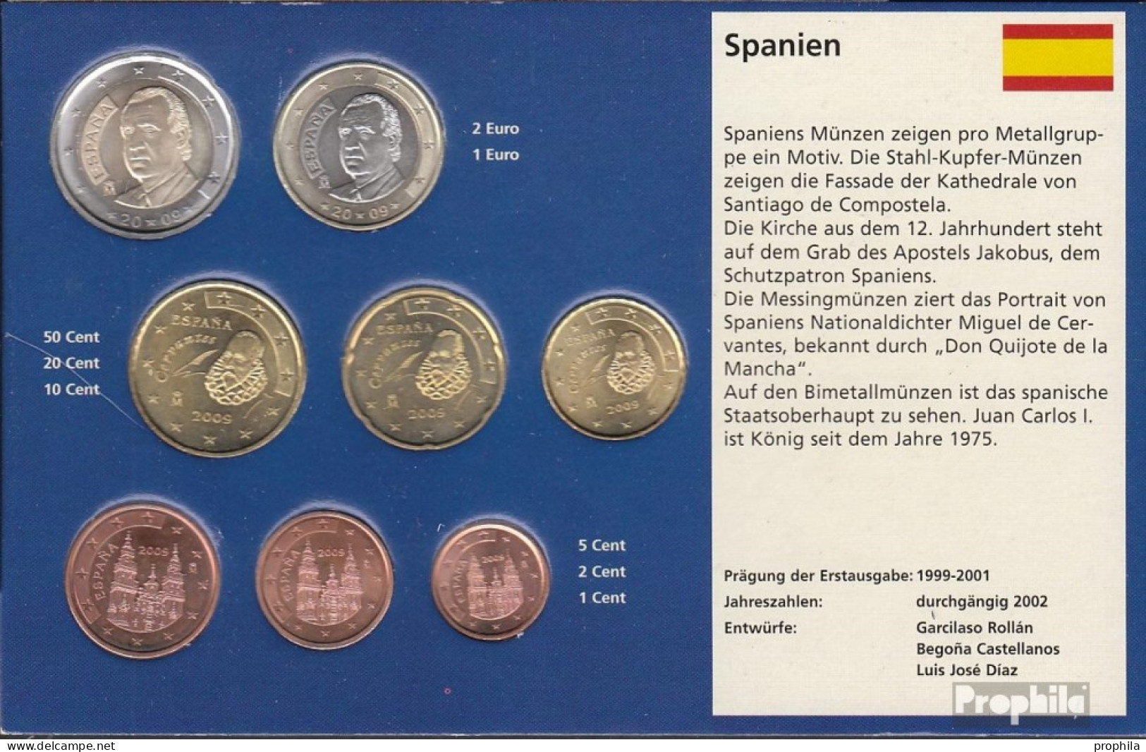 Spanien 2009 Stgl./unzirkuliert Kursmünzensatz 2009 EURO-Nachauflage - Espagne