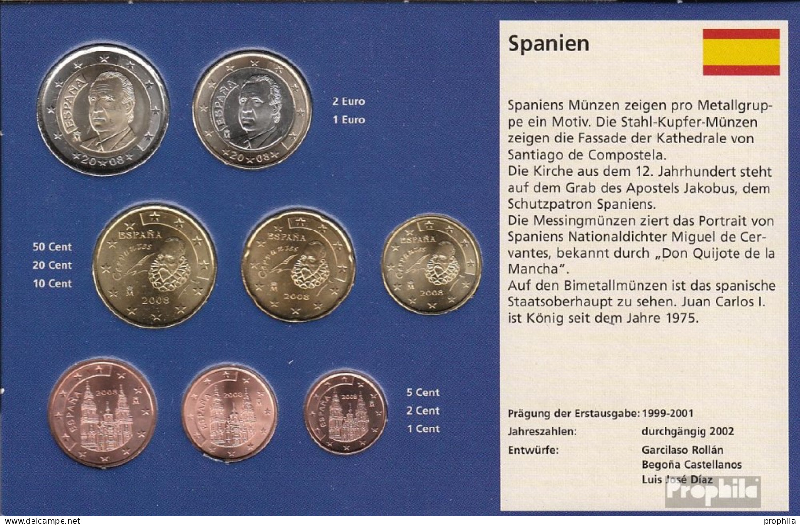 Spanien 2008 Stgl./unzirkuliert Kursmünzensatz 2008 EURO-Nachauflage - Spain