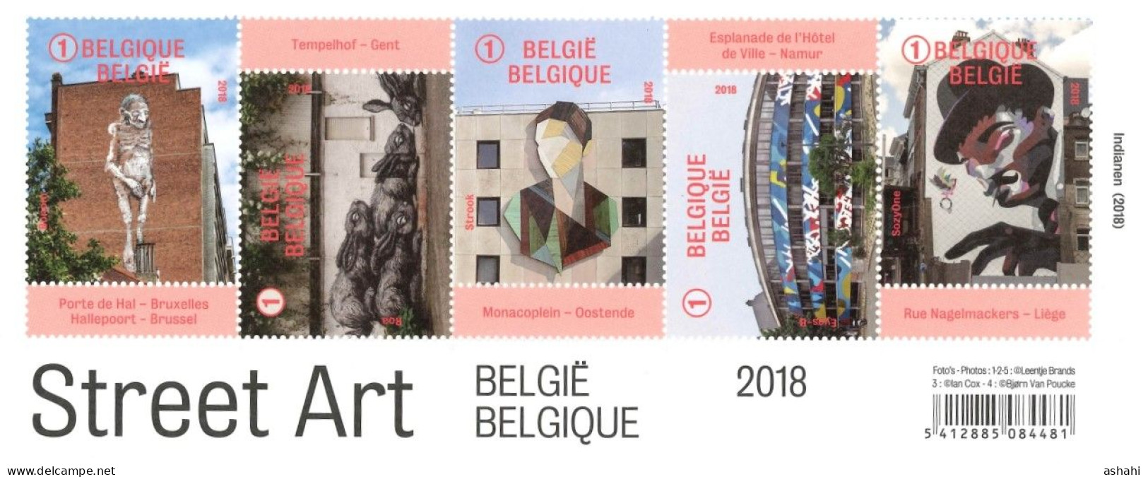 Belgium 2018 COB 4770/74 Street Art - 2002-… (€)