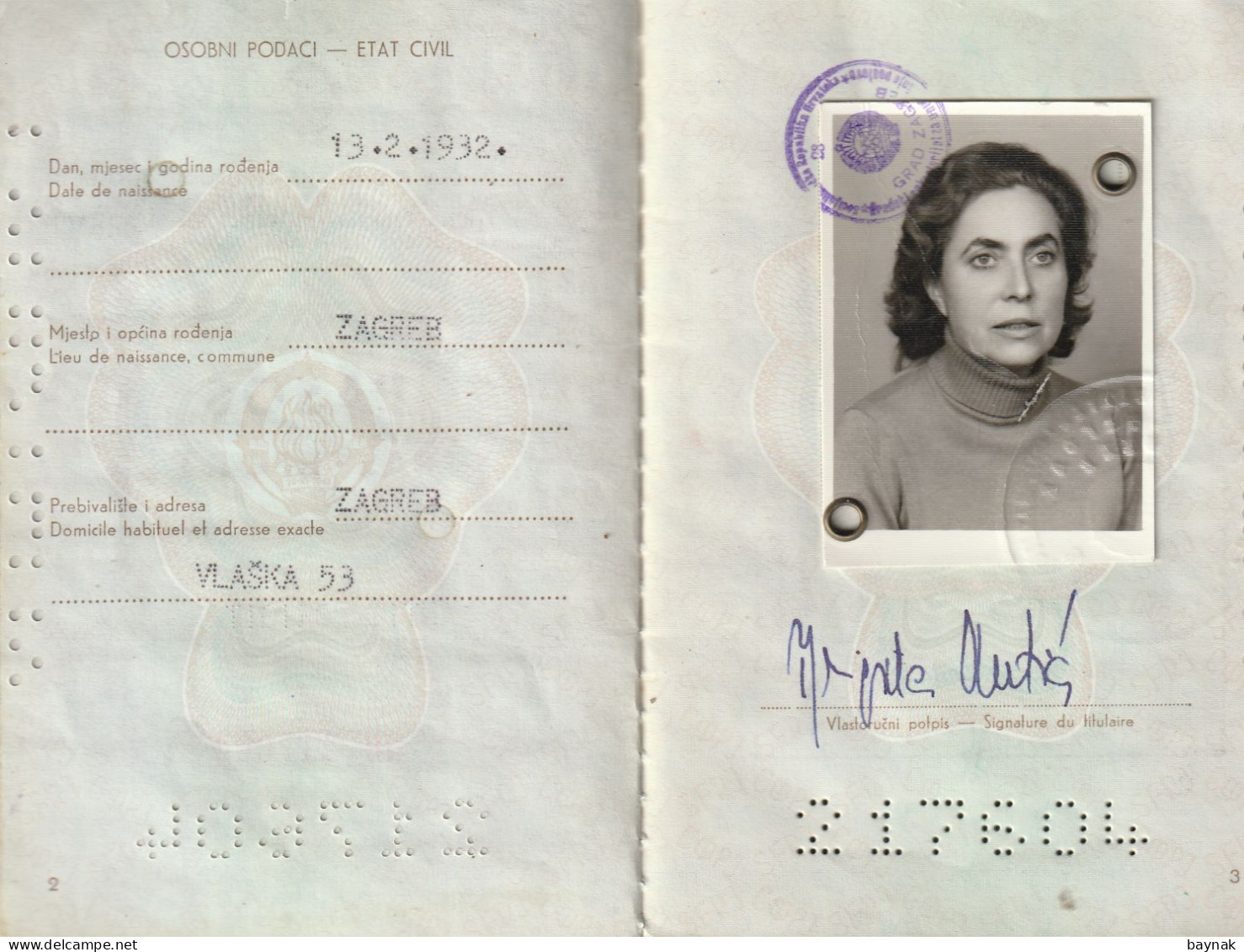 P304 -   SFR YUGOSLAVIA   --  PASSPORT    -  LADY  - 1981  --  VISA:  KENYA  ( EAST AFRICA ), MALAYSIA, SINGAPORE, - Historische Dokumente