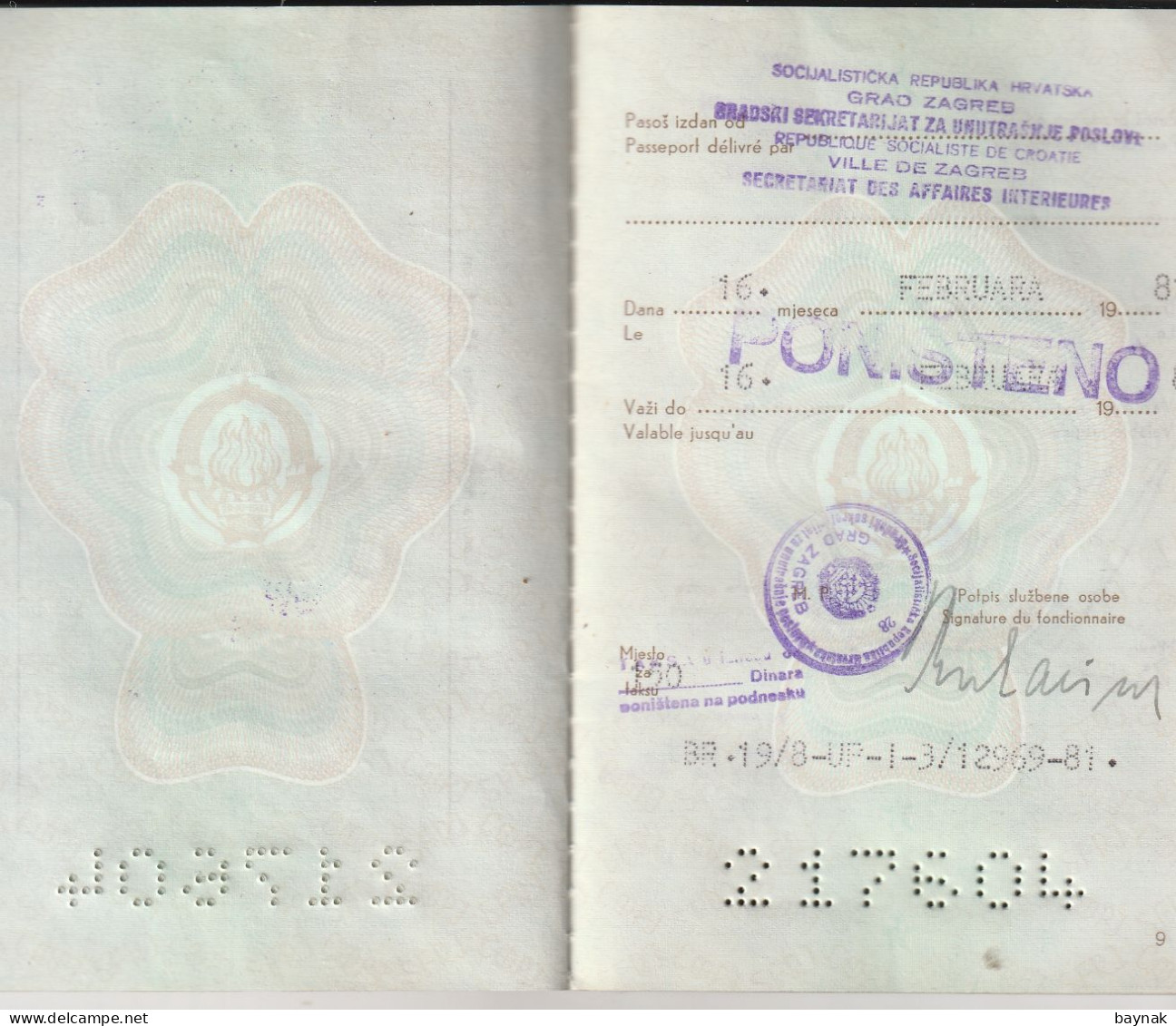 P304 -   SFR YUGOSLAVIA   --  PASSPORT    -  LADY  - 1981  --  VISA:  KENYA  ( EAST AFRICA ), MALAYSIA, SINGAPORE, - Documents Historiques