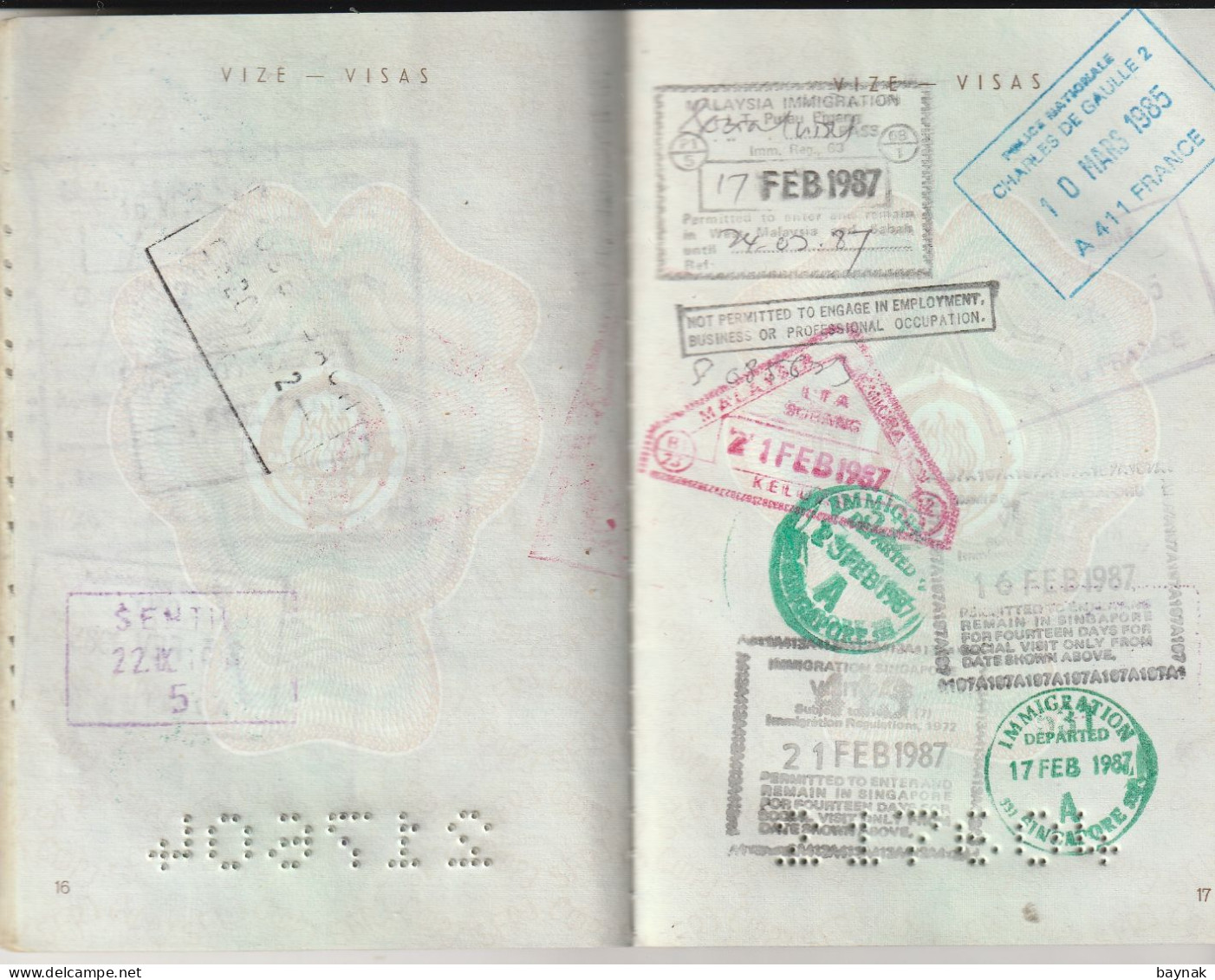 P304 -   SFR YUGOSLAVIA   --  PASSPORT    -  LADY  - 1981  --  VISA:  KENYA  ( EAST AFRICA ), MALAYSIA, SINGAPORE,