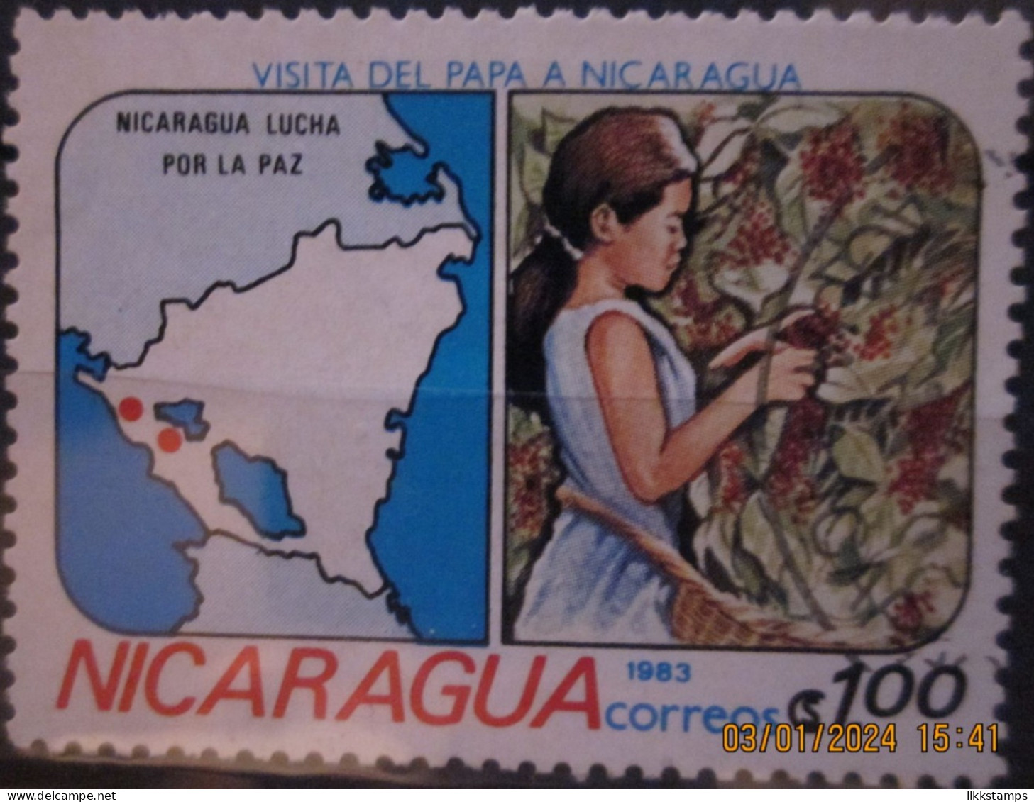 NICARAGUA ~ 1983 ~ S.G. NUMBERS 2459. ~ PAPAL VISIT. ~ VFU #03495 - Nicaragua