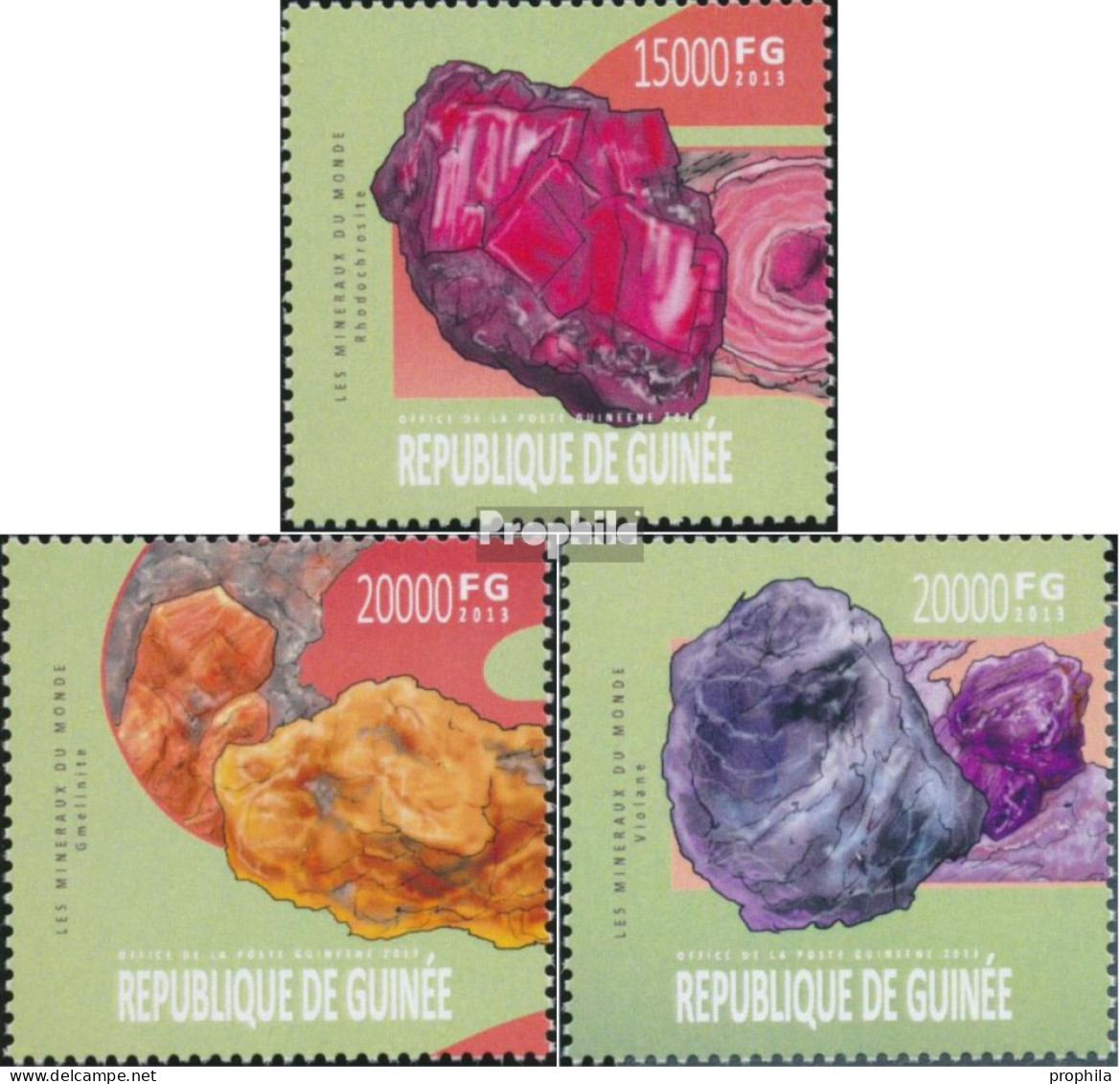 Guinea 9954-9956 (kompl. Ausgabe) Postfrisch 2013 Mineralien - Guinea (1958-...)