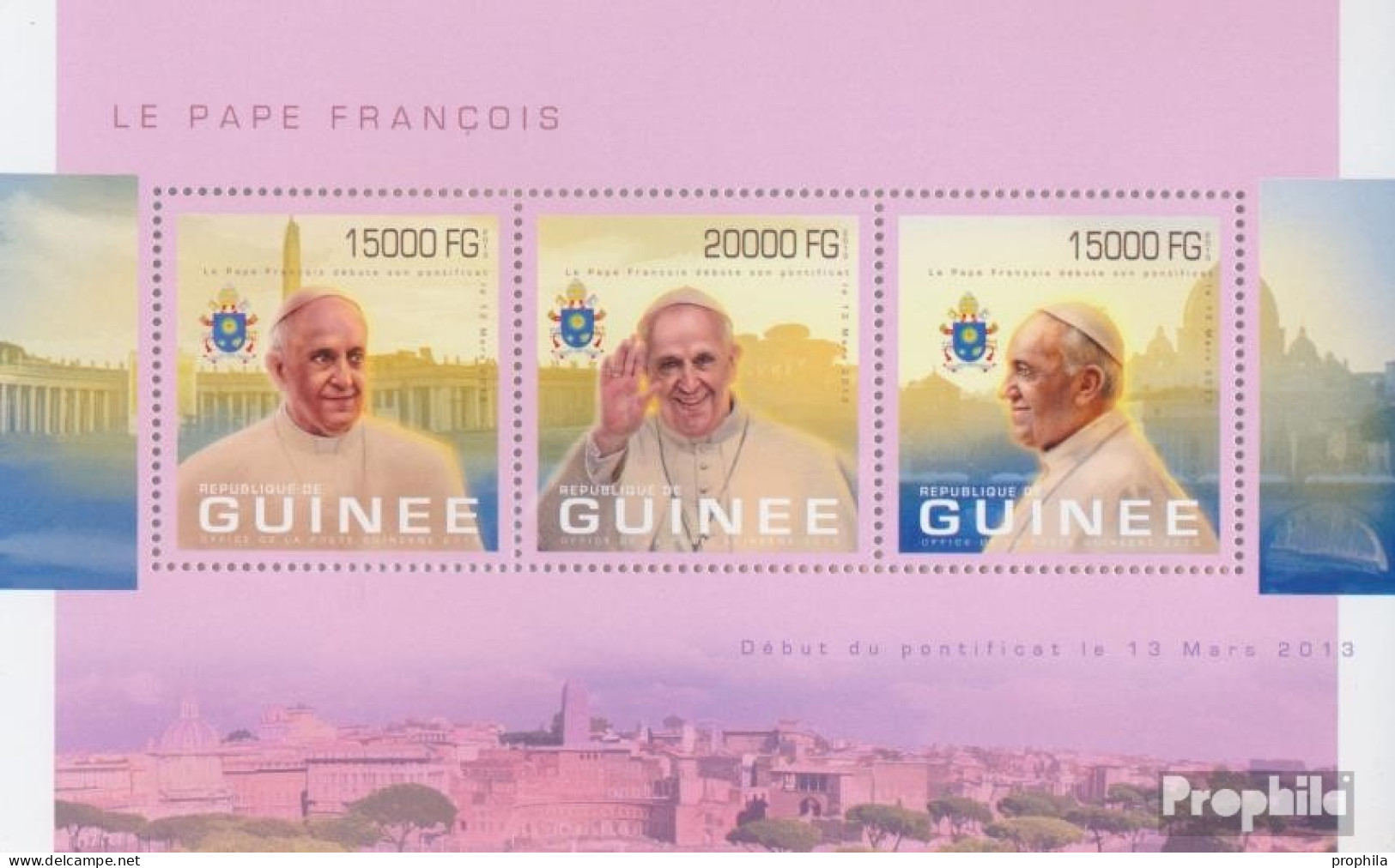 Guinea 9946-9948 Kleinbogen (kompl. Ausgabe) Postfrisch 2013 Papst Franziskus - Guinea (1958-...)