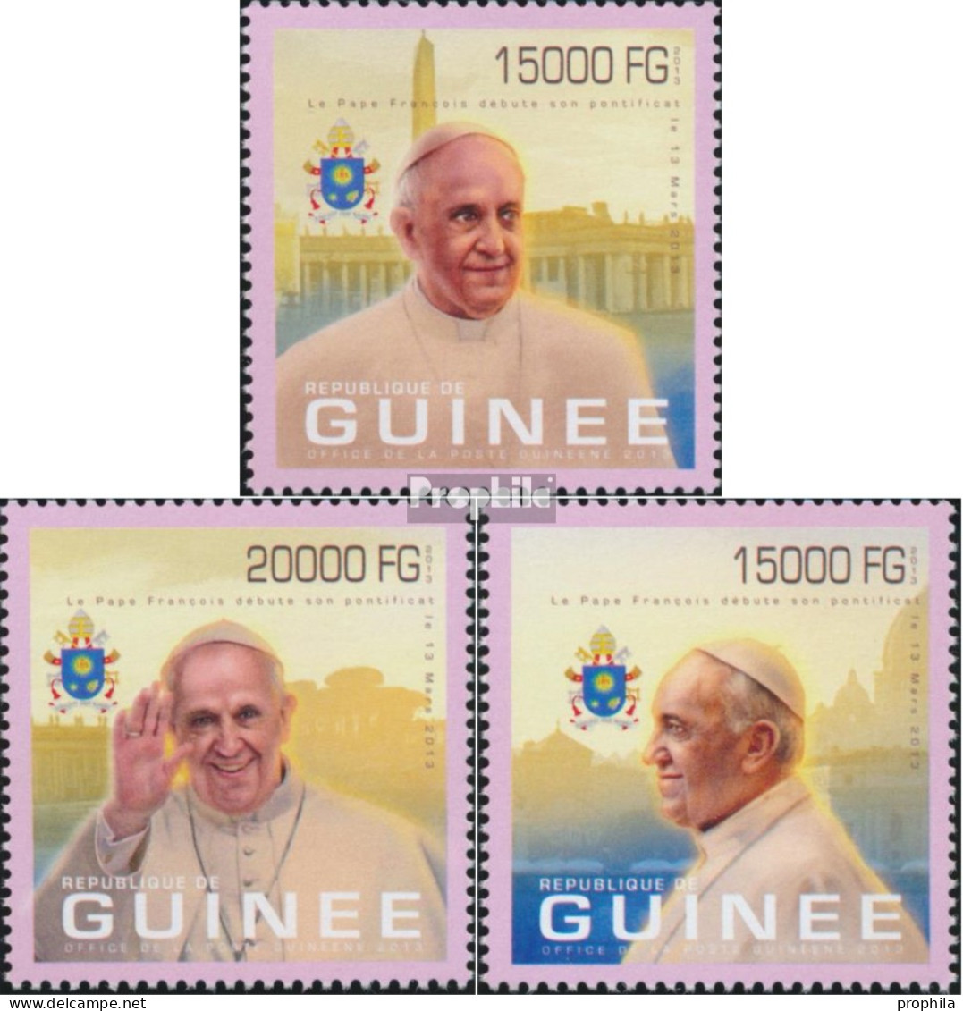 Guinea 9946-9948 (kompl. Ausgabe) Postfrisch 2013 Papst Franziskus - Guinea (1958-...)