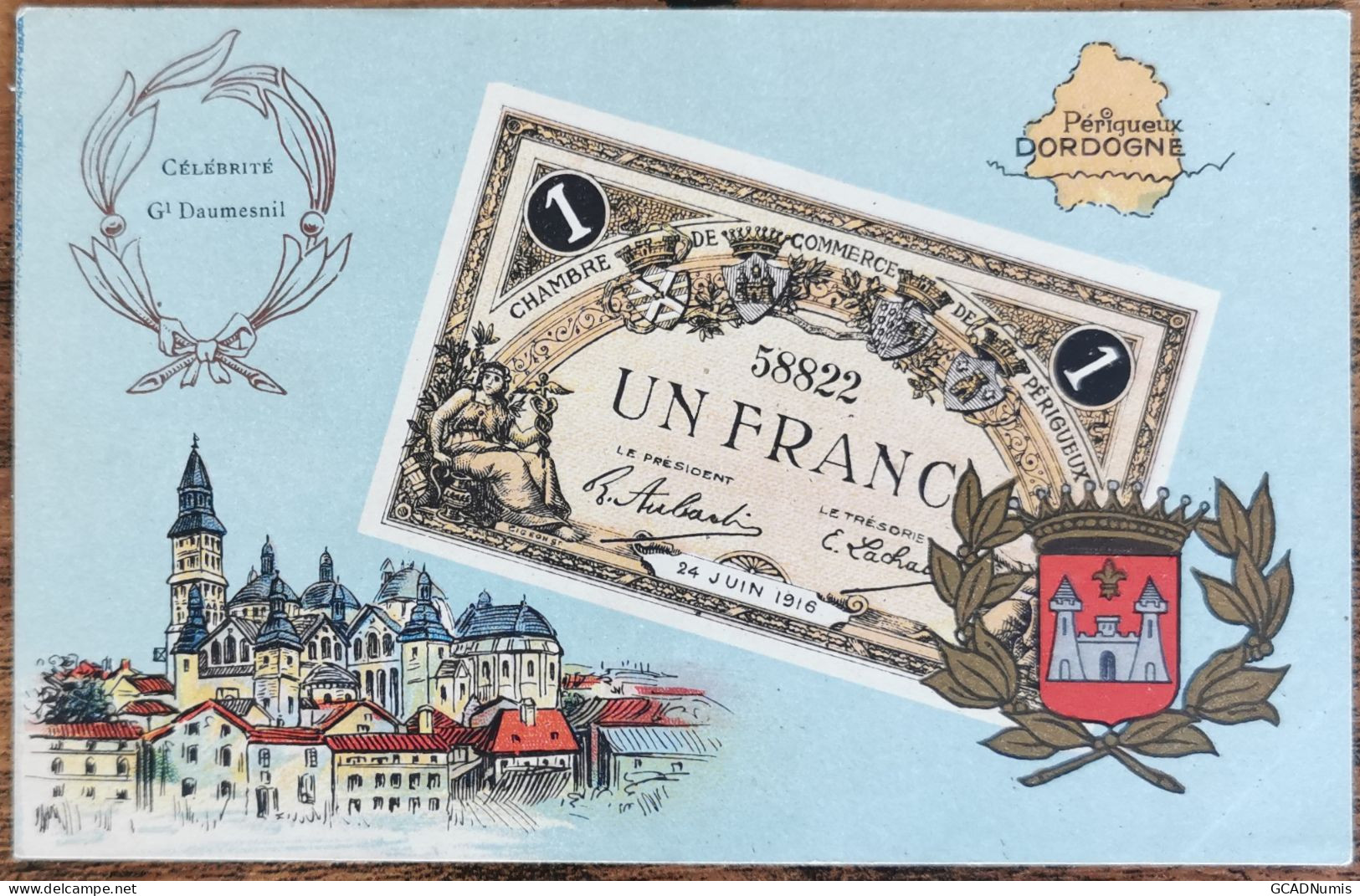 CARTE POSTALE Billet 1 Franc Chambre De Commerce De PERIGEUX - Dordogne - Périgueux
