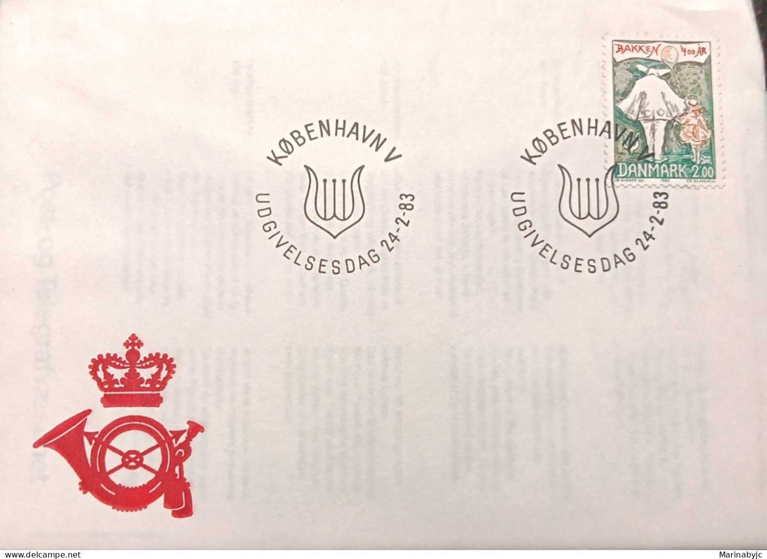 D)1983, DENMARK, FIRST DAY COVER, ISSUE, IV CENTENARY OF THE "DYREHAVSBAKKEN" RECREATION PARK, FDC - Altri & Non Classificati