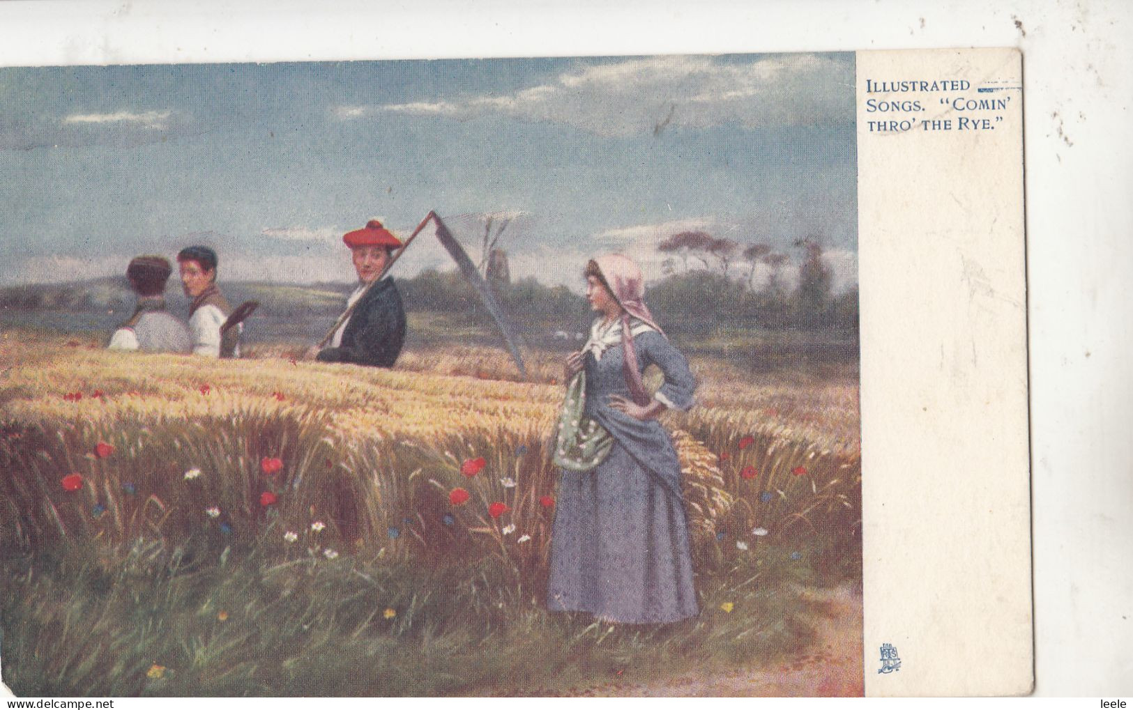 A18. Vintage Tucks Postcard. Illustrated Song. 'Comin' Thro' The Rye. - Musique Et Musiciens