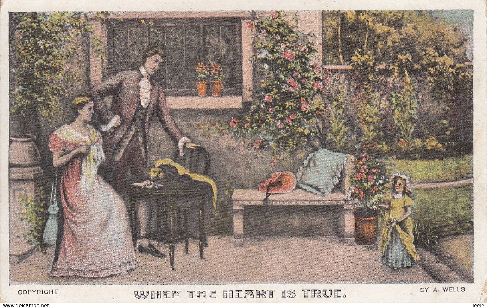 A86. Vintage Postcard. When The Heart Is True. By A Wells. - Coppie