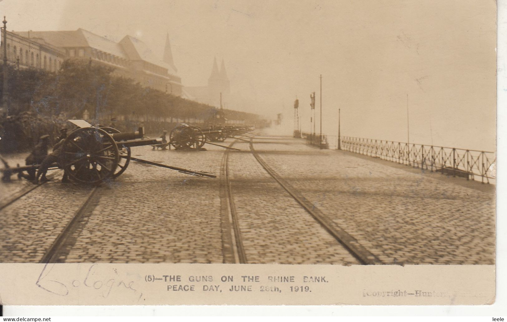 A36. Vintage Postcard.  The Guns On The Rhine Bank, Peace Day. 28th June, 1919 - Materiale