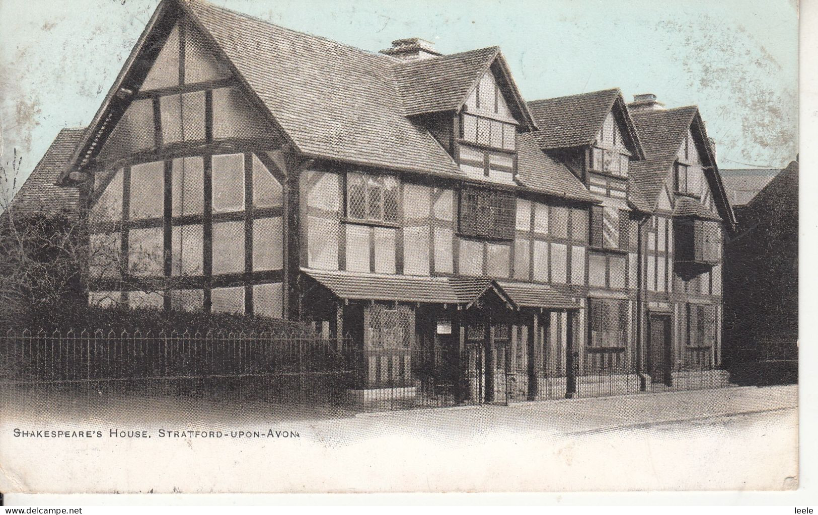 A08. Antique Postcard. Shakespeare's House. Stratford-upon-Avon. Duplex PM. - Stratford Upon Avon