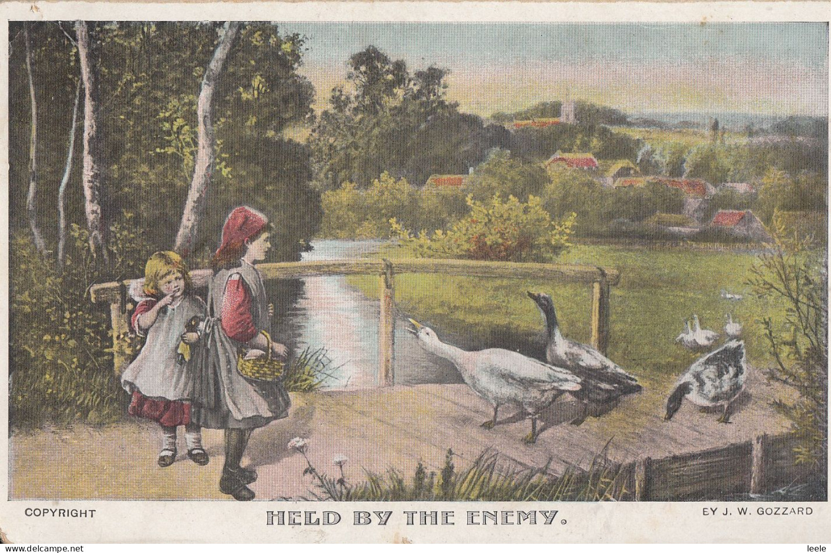 A16. Vintage Postcard. Held By The Enemy.Children And Geese. J W Gozzard. - Cartes Humoristiques