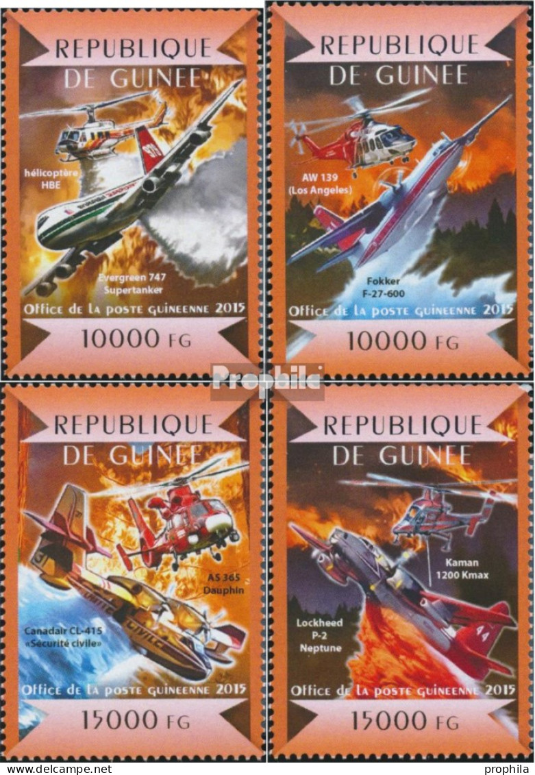 Guinea 11022-11025 (kompl. Ausgabe) Postfrisch 2015 Brandbekämpfung Aus Der Luft - Guinea (1958-...)