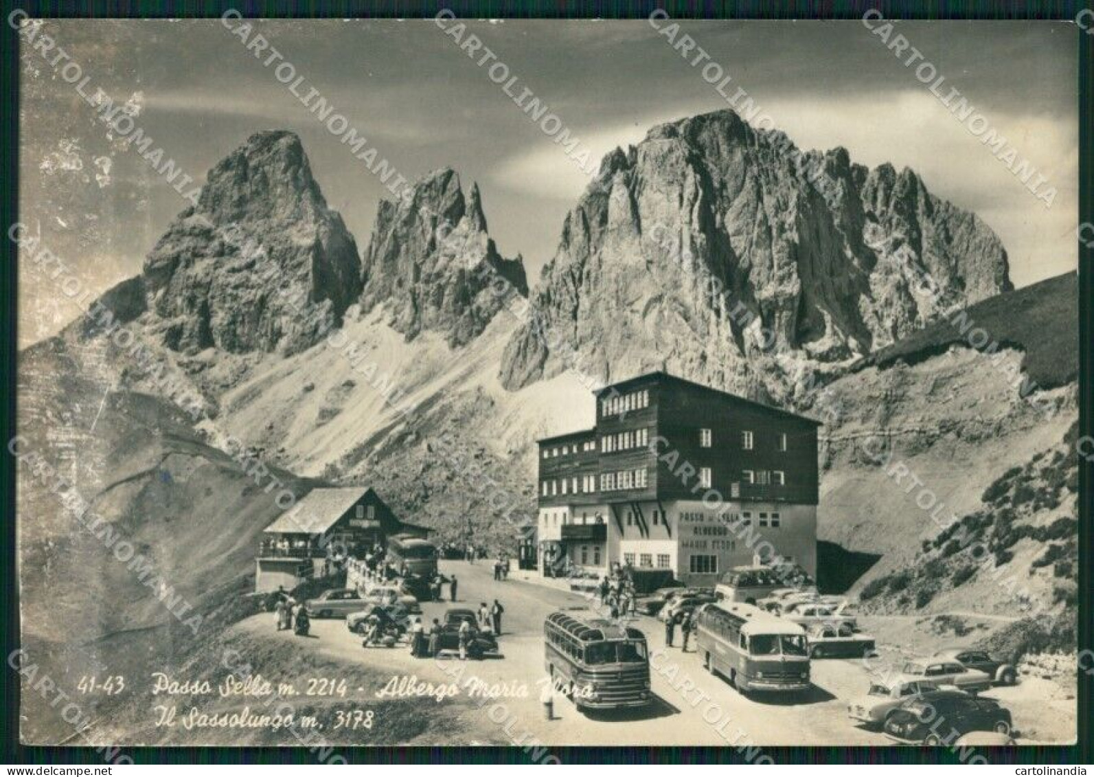 Trento Passo Sella Albergo Maria Flora PIEGA ABRASA Foto FG Cartolina ZKM7730 - Trento