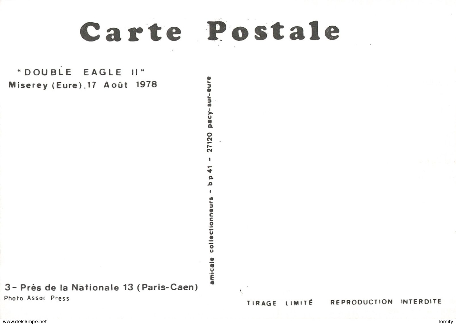 Dirigeable Série Complète 8 Cartes Postales Double Eagle Traversée Atlantique Nord Atterrissage Miserey Eure 1978 - Aeronaves