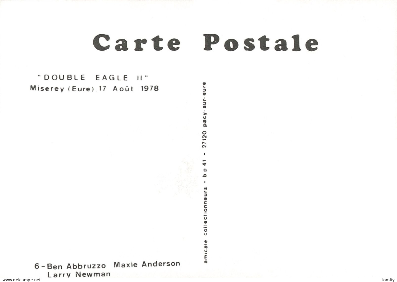 dirigeable série complète 8 cartes postales Double Eagle traversée Atlantique Nord atterrissage Miserey Eure 1978