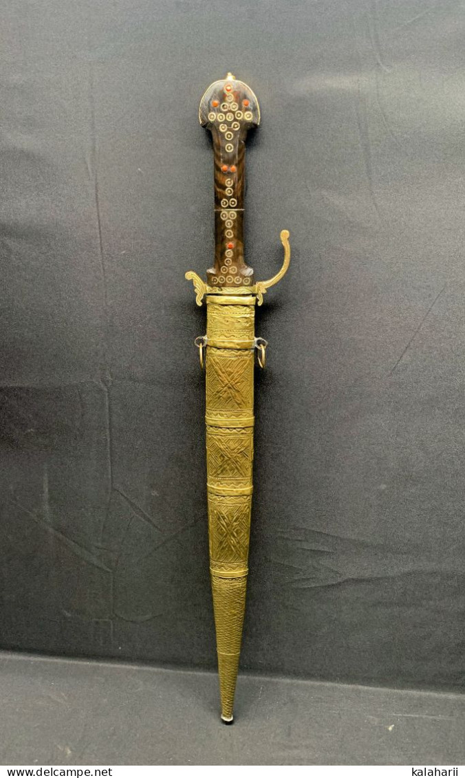 SUPERBE EPEE DE TRABZON, XIX SIÈCLE PÉRIODE OTTOMANE, TURQUIE MER NOIRE YATAGAN, RARE, A VOIR - Knives/Swords