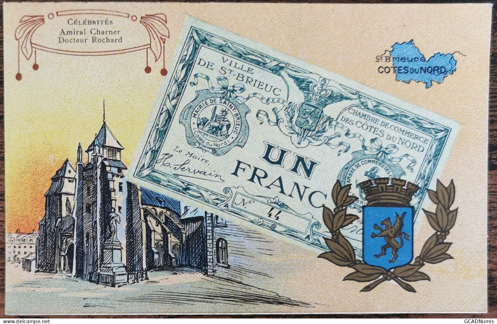 CARTE POSTALE Billet 1 Franc Chambre De Commerce De St BRIEUX - Côtes Du Nord - Saint-Brieuc