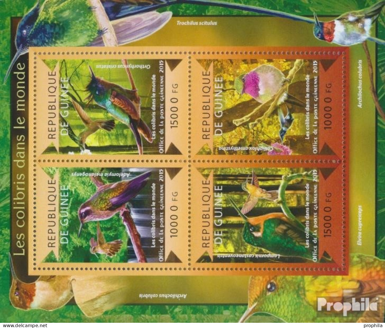 Guinea 10932-10935 Kleinbogen (kompl. Ausgabe) Postfrisch 2015 Kolibris - República De Guinea (1958-...)