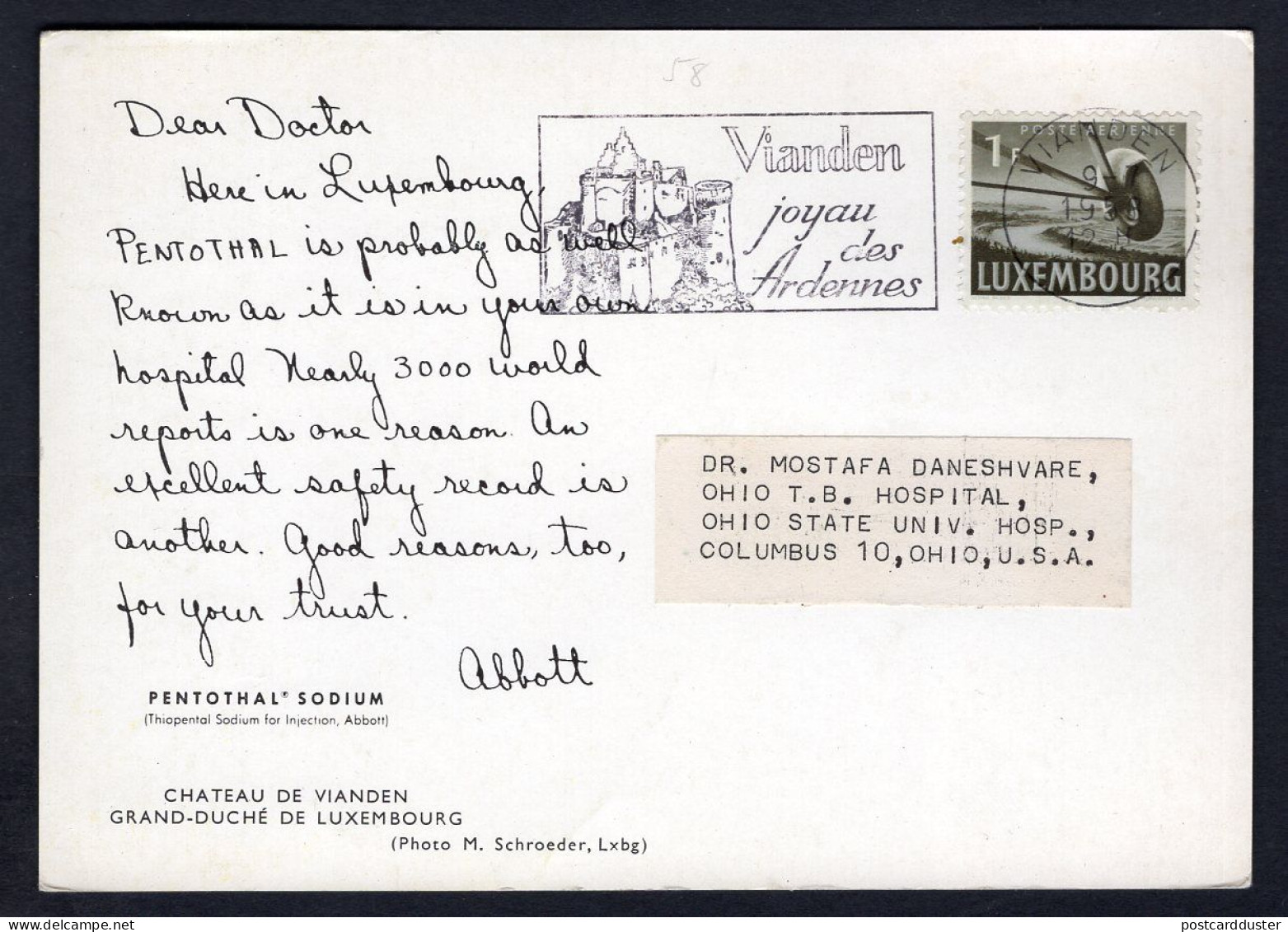 LUXEMBOURG 1958 Dear Doctor Medical Advertising Postcard To Canada (p1073) - Lettres & Documents