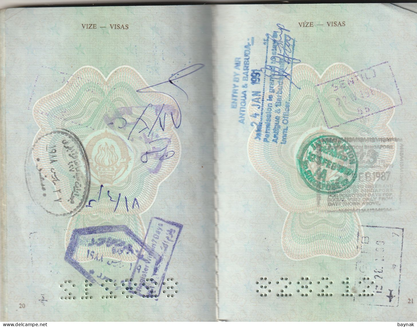 PM104 -   SFR YUGOSLAVIA   --  PASSPORT    -  MAN  - 1986  --  VISA:   MALAYSIA, SINGAPORE, THAILAND, ANTIGUA & BARBUDA