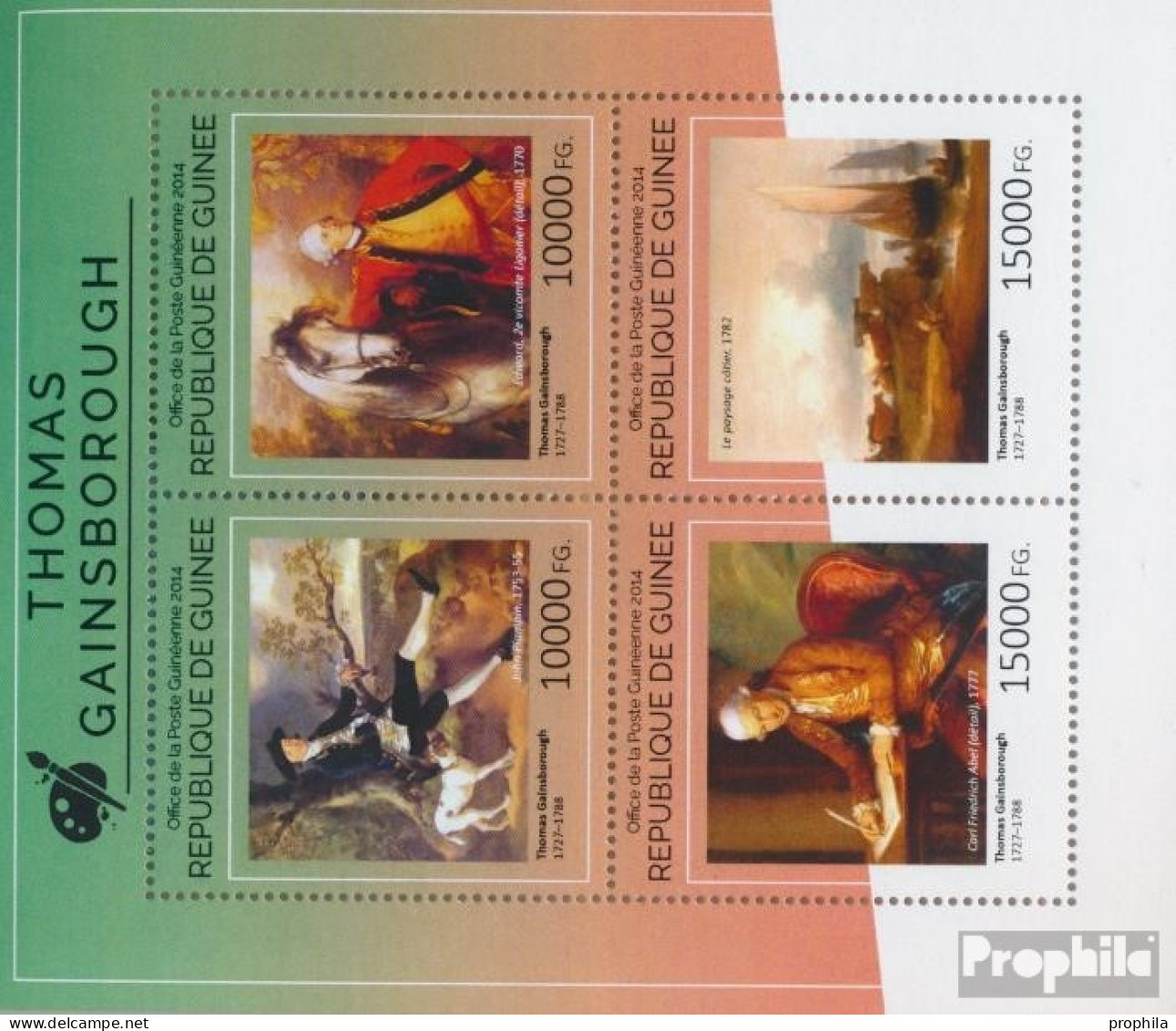 Guinea 10727-10730 Kleinbogen (kompl. Ausgabe) Postfrisch 2014 Thomas Gainsborough - República De Guinea (1958-...)