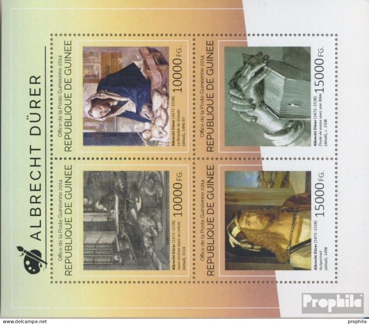 Guinea 10722-10725 Kleinbogen (kompl. Ausgabe) Postfrisch 2014 Albrecht Dürer - República De Guinea (1958-...)