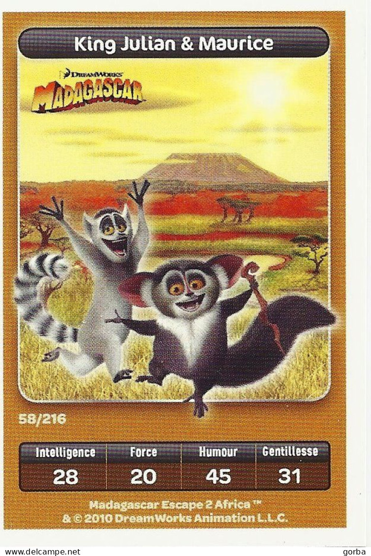 *Lot de 10 Cartes DreamWorks Carrefour : MADAGASCAR . Possibilité vente à l'unité