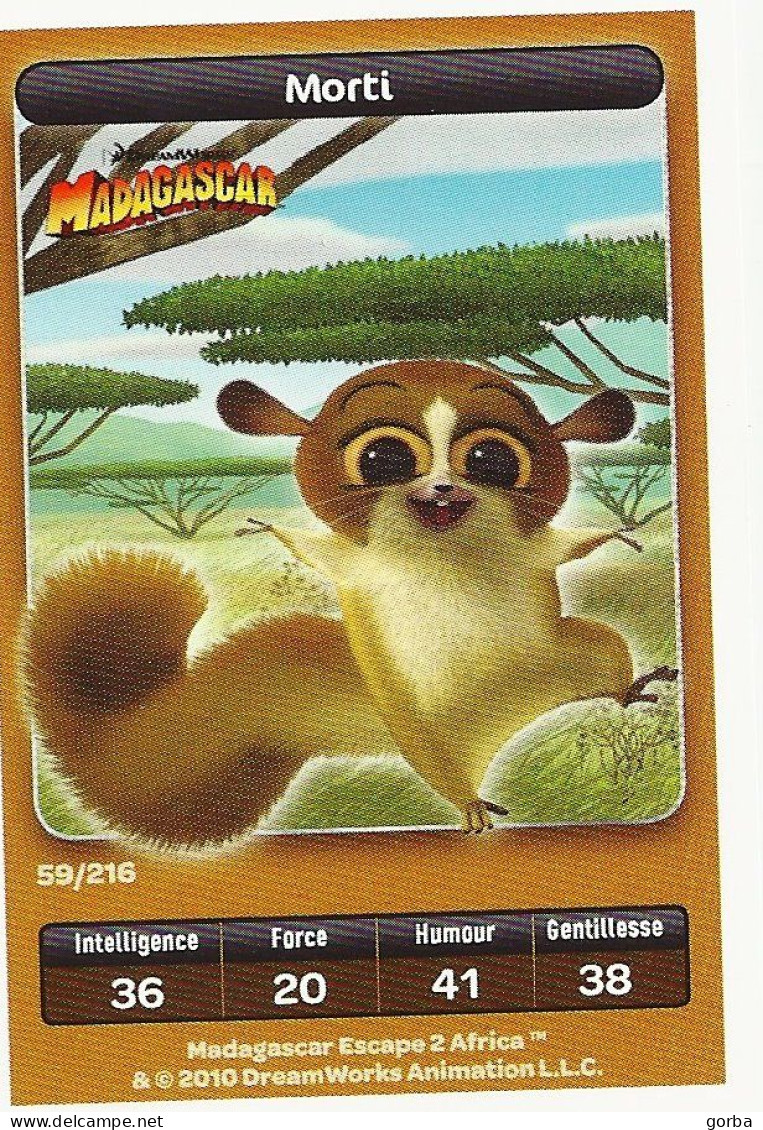 *Lot de 10 Cartes DreamWorks Carrefour : MADAGASCAR . Possibilité vente à l'unité