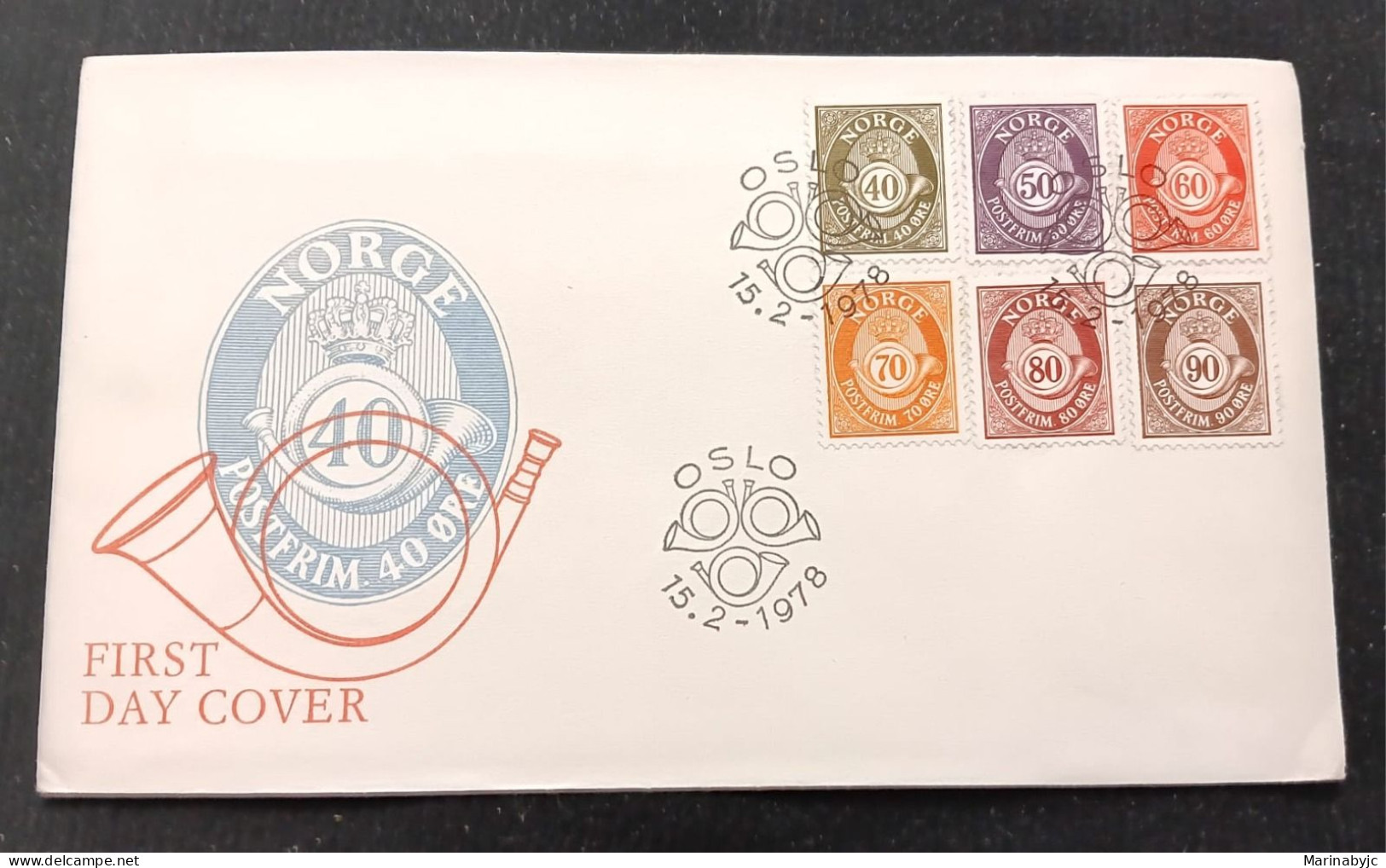 D)1978, NORWAY, FIRST DAY COVER, ISSUE, POSTAL HORN, FIGURES SERIES, FDC - Andere & Zonder Classificatie