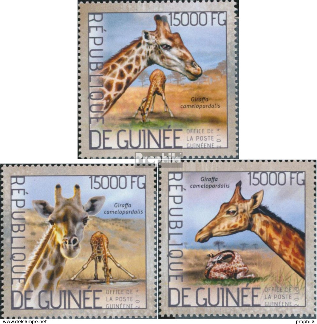 Guinea 10367-10369 (kompl. Ausgabe) Postfrisch 2014 Giraffen - Guinée (1958-...)