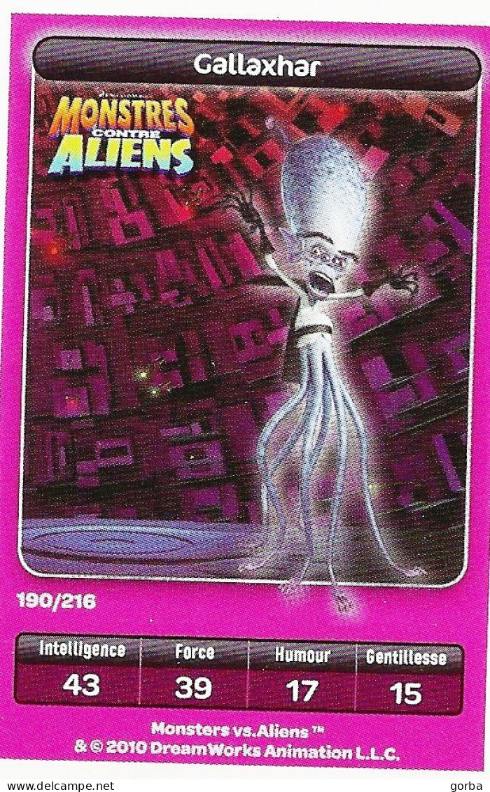 *Lot De 3 Cartes DreamWorks Carrefour : MONSTRES Contre ALIENS . Possibilité Vente à L'unité - Disney