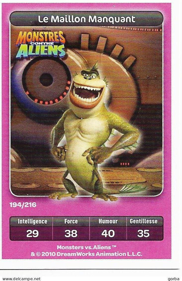 *Lot De 3 Cartes DreamWorks Carrefour : MONSTRES Contre ALIENS . Possibilité Vente à L'unité - Disney