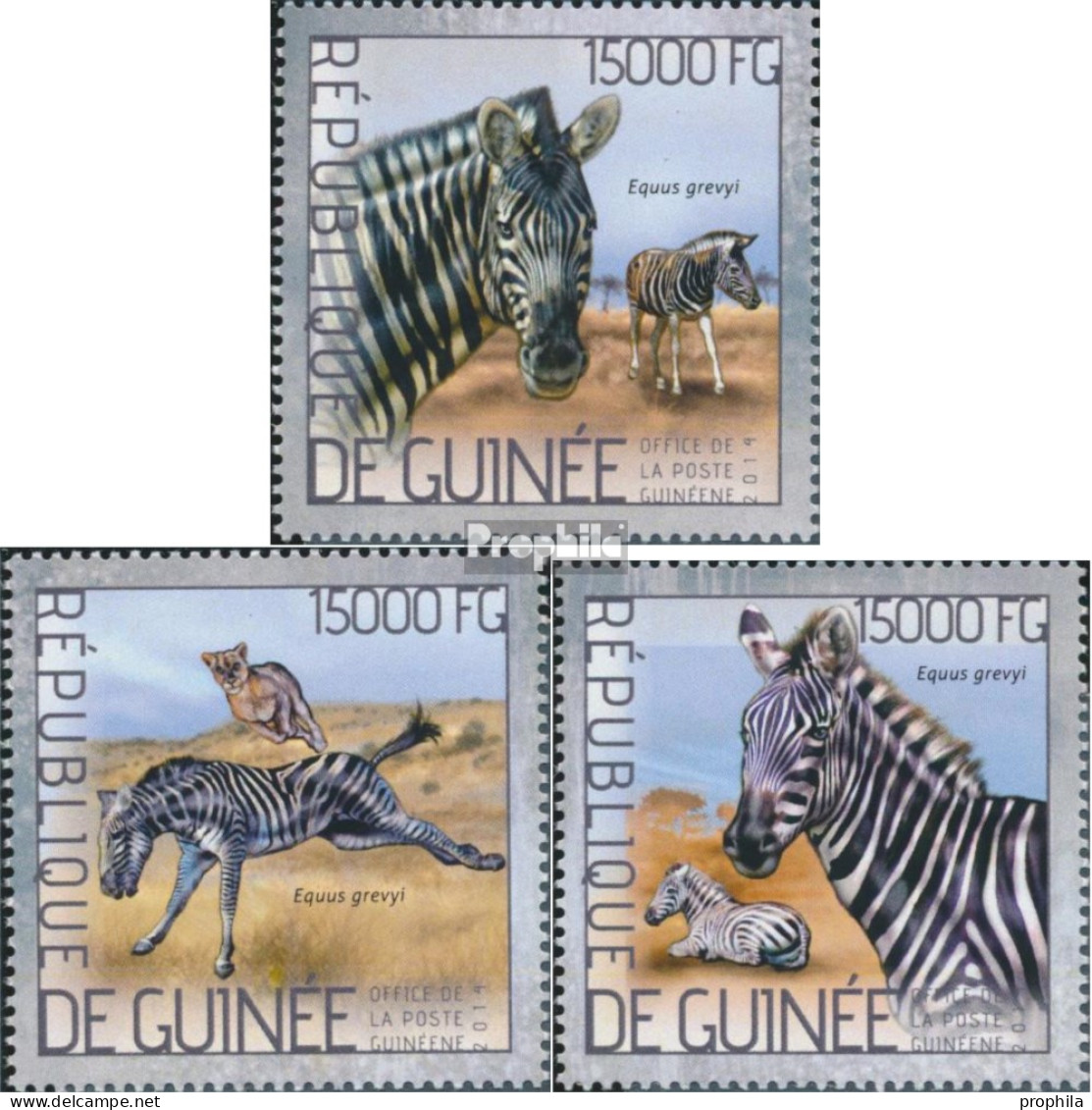 Guinea 10363-10365 (kompl. Ausgabe) Postfrisch 2014 Zebras - Guinee (1958-...)