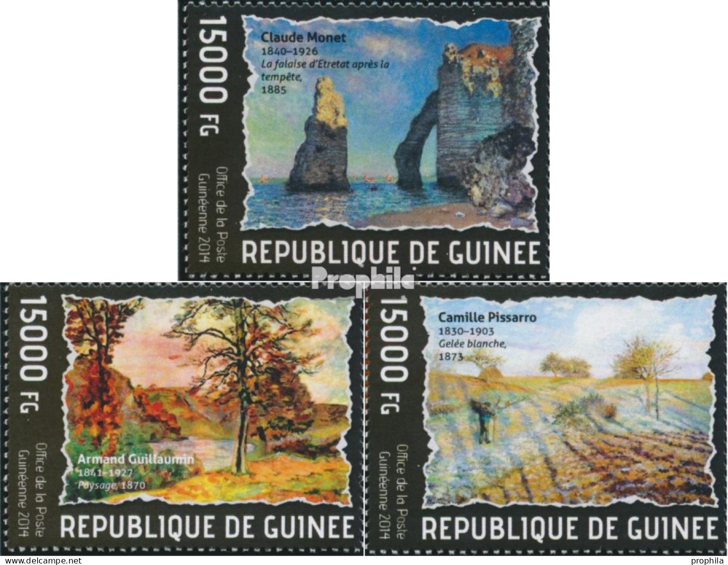 Guinea 10271-10273 (kompl. Ausgabe) Postfrisch 2014 Impressionisten - Guinée (1958-...)